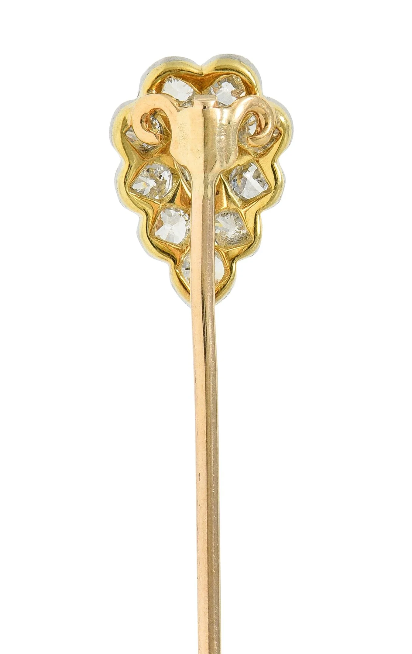 Edwardian Diamond Platinum 14 Karat Yellow Gold Antique Pear Stickpin - Image 4