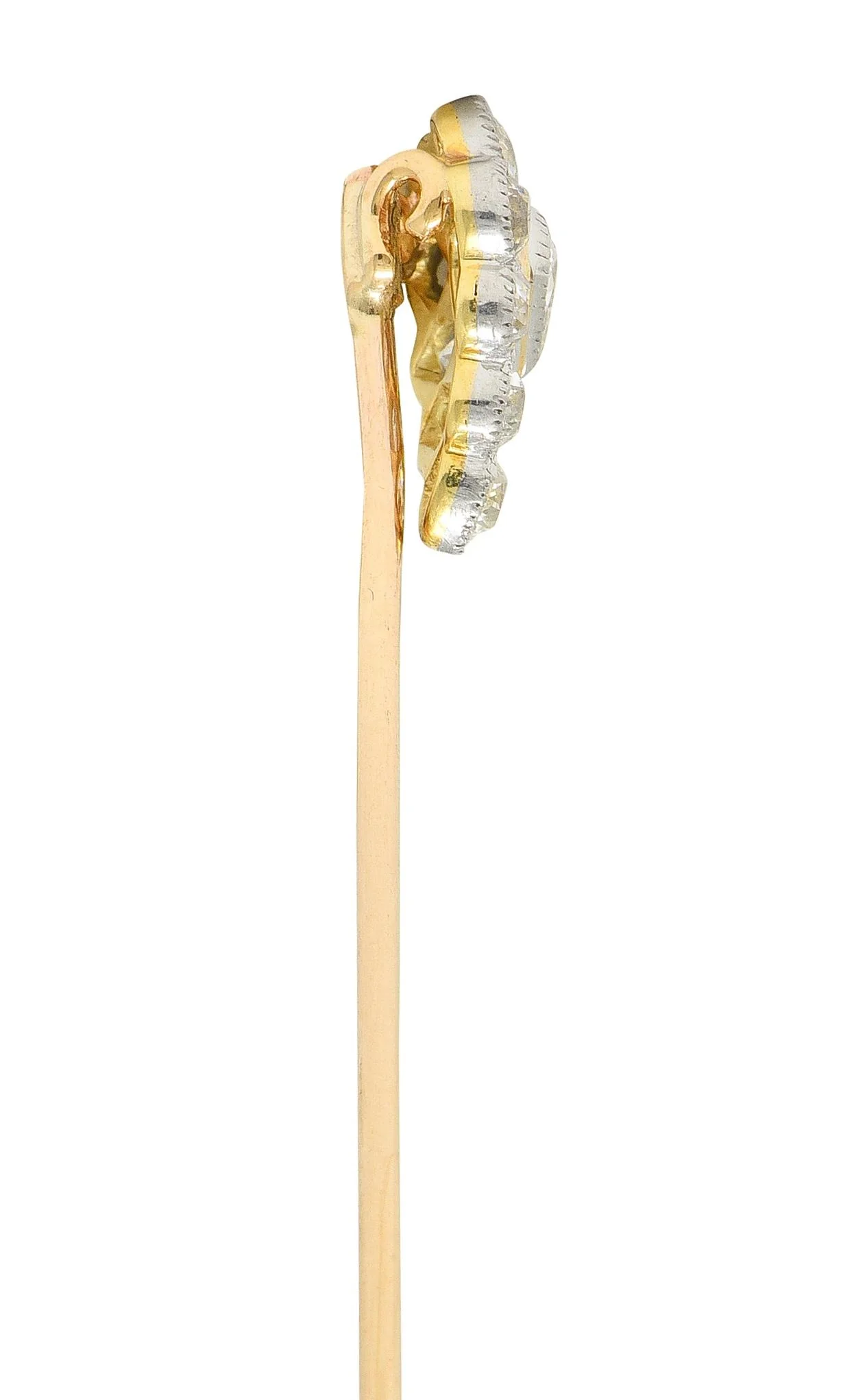 Edwardian Diamond Platinum 14 Karat Yellow Gold Antique Pear Stickpin - Image 5
