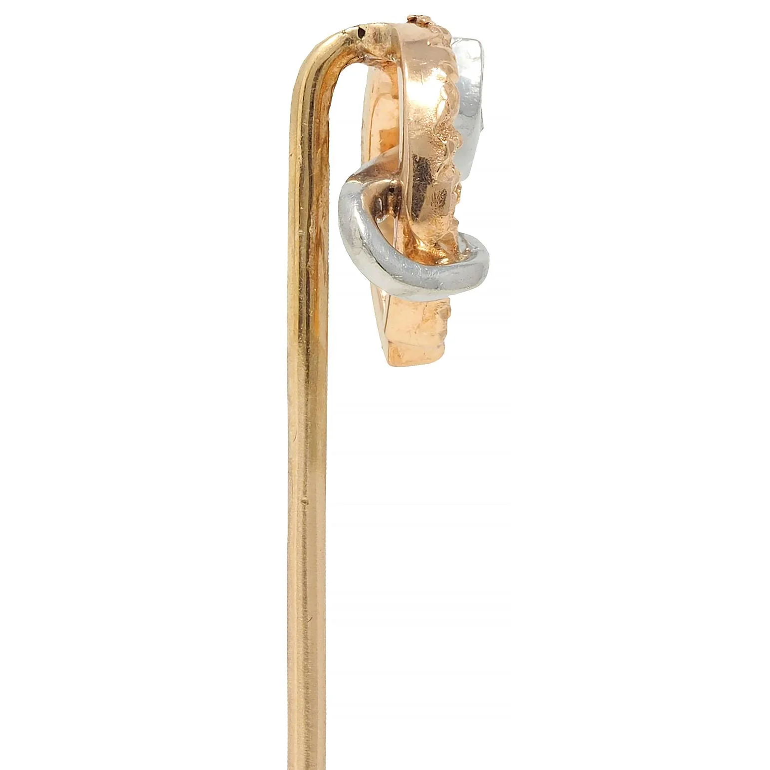 Edwardian Diamond Platinum 18 Karat Gold Antique Horseshoe Stake Stickpin - Image 3