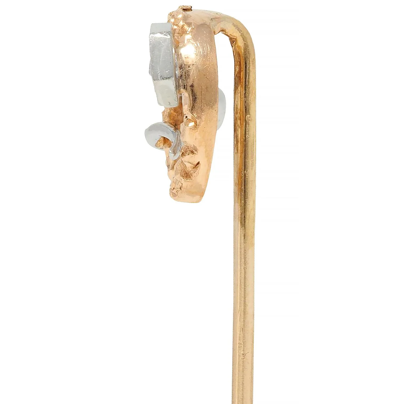 Edwardian Diamond Platinum 18 Karat Gold Antique Horseshoe Stake Stickpin - Image 5