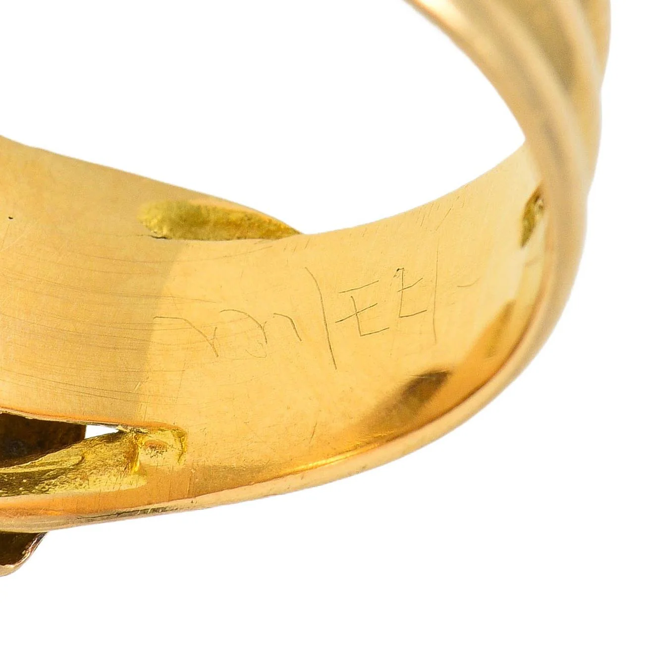 Edwardian Diamond Platinum 18 Karat Yellow Gold Antique Entwined Snake Unisex Band Ring - Image 4