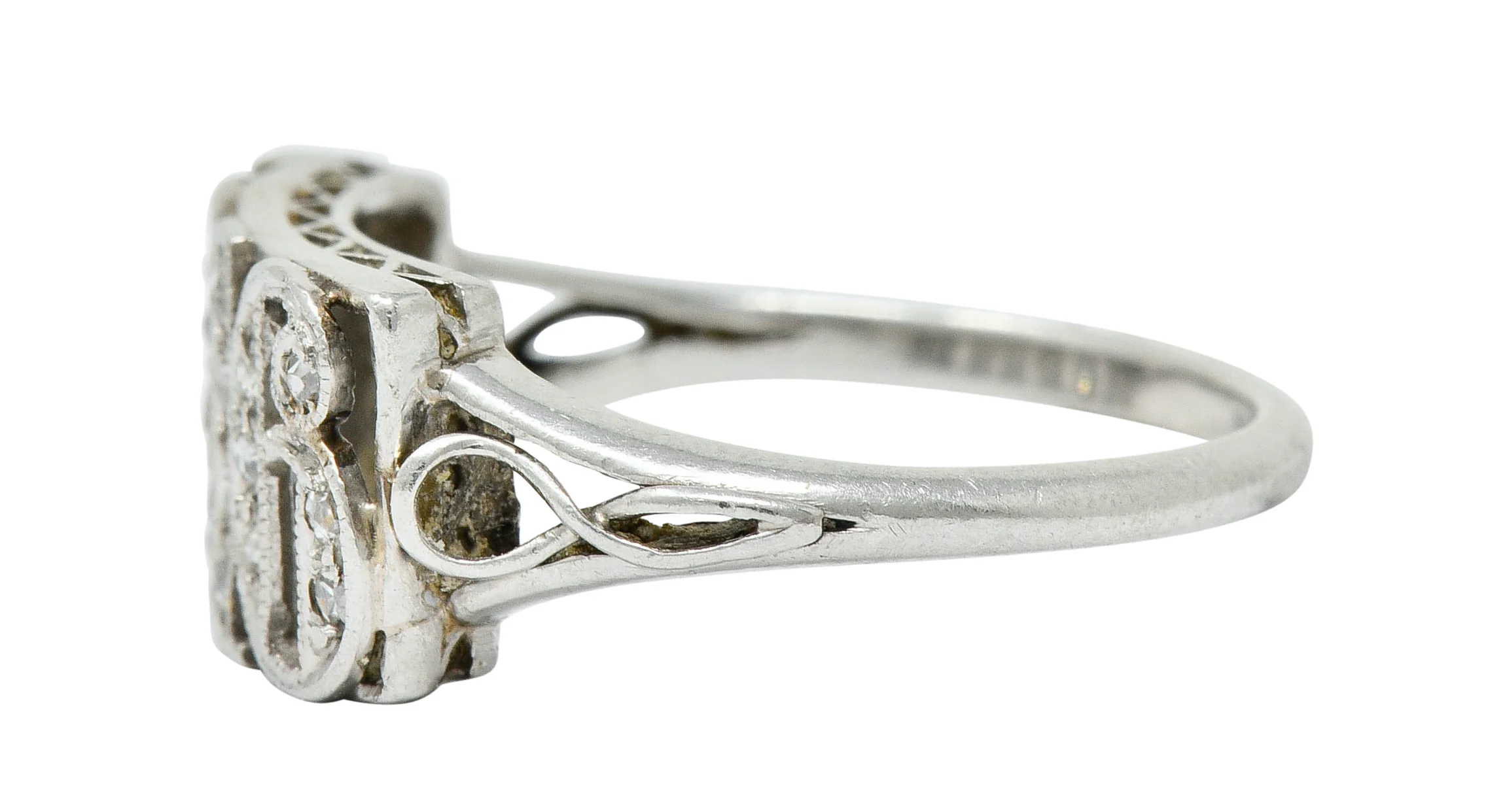 Edwardian Diamond Platinum 1916 Date Ring - Image 5