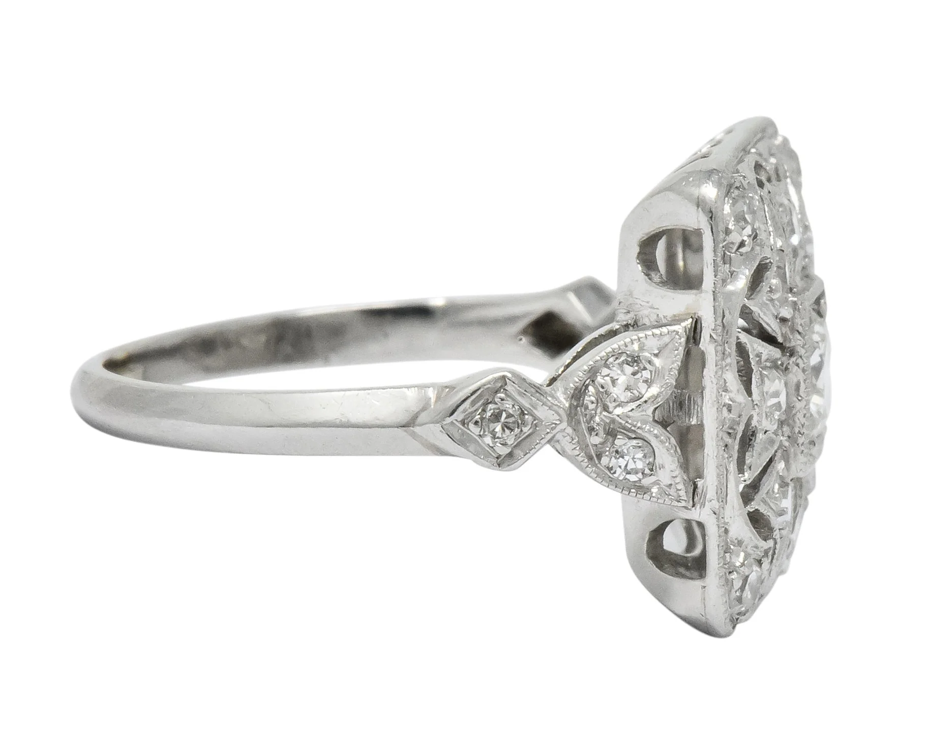 Edwardian Diamond Platinum Geometric Dinner Ring - Image 3
