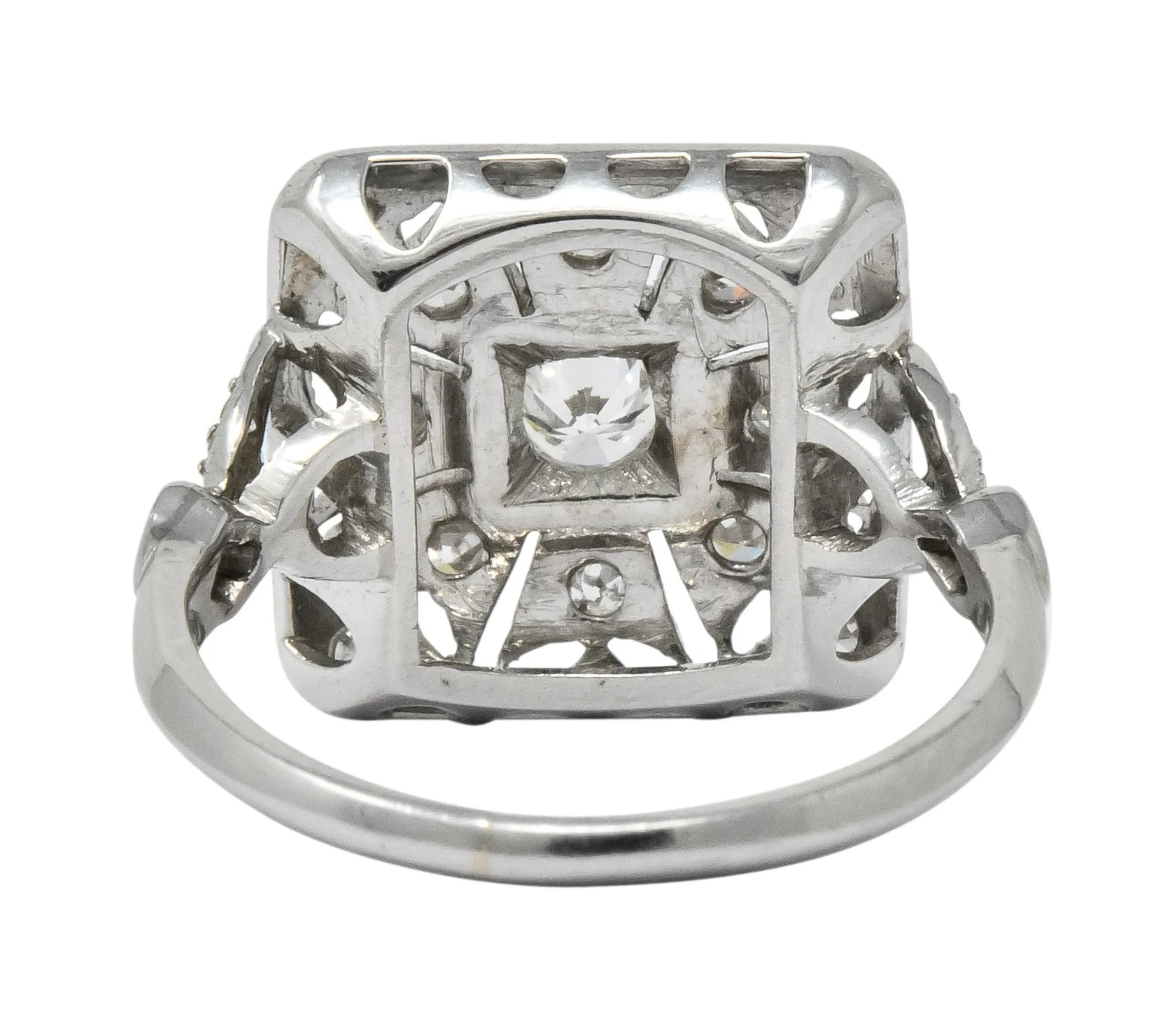 Edwardian Diamond Platinum Geometric Dinner Ring - Image 4