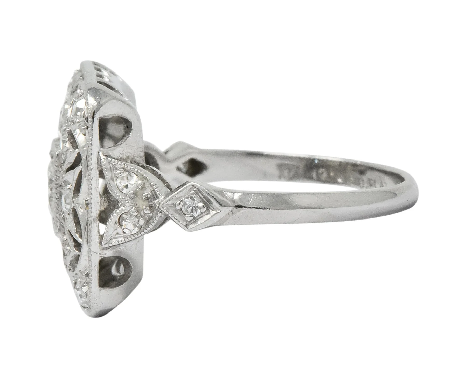Edwardian Diamond Platinum Geometric Dinner Ring - Image 5
