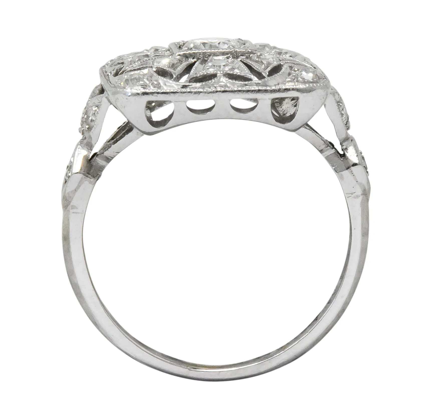 Edwardian Diamond Platinum Geometric Dinner Ring - Image 7