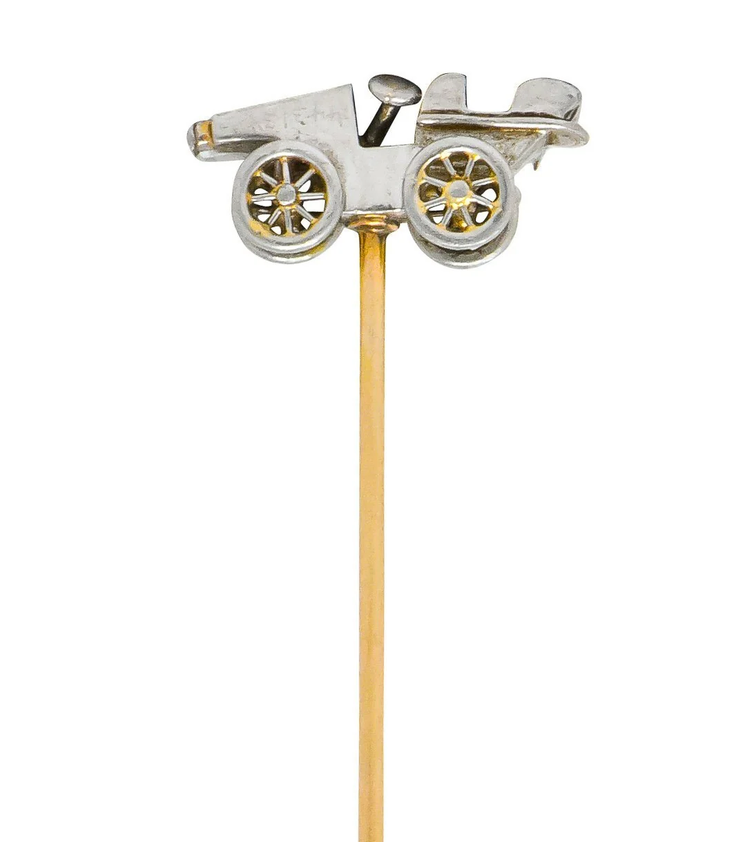 Edwardian Diamond Platinum Gold Antique Car Stickpin - Image 4
