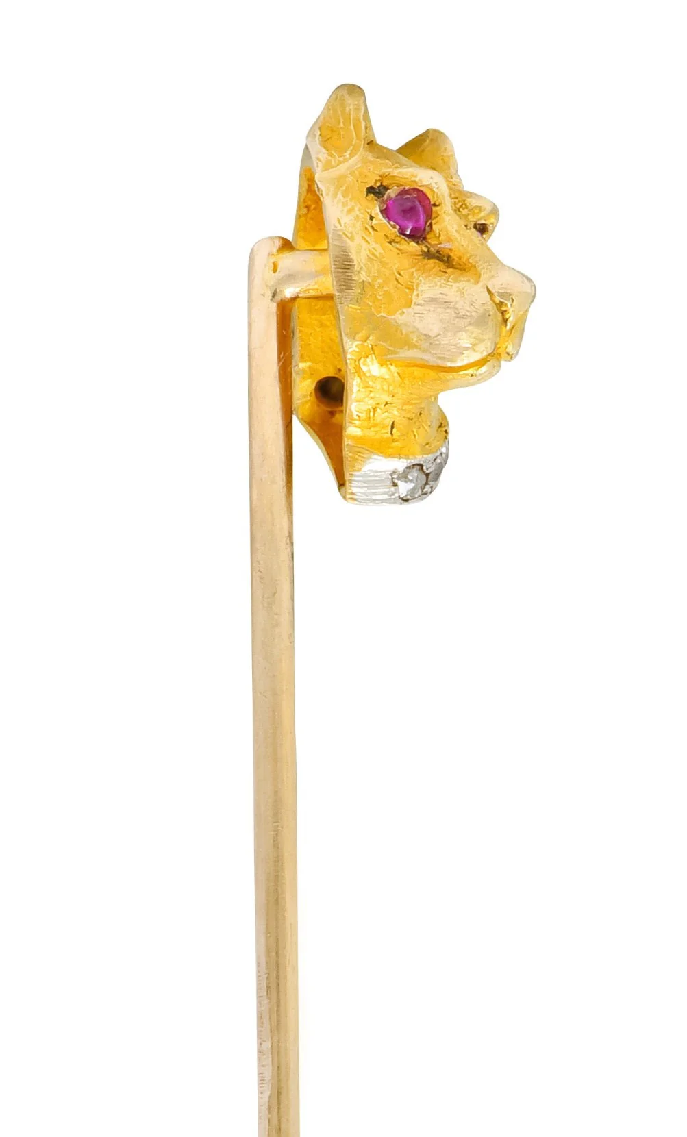 Edwardian Diamond Platinum-Topped 14 Karat Gold Dog Stickpin - Image 5