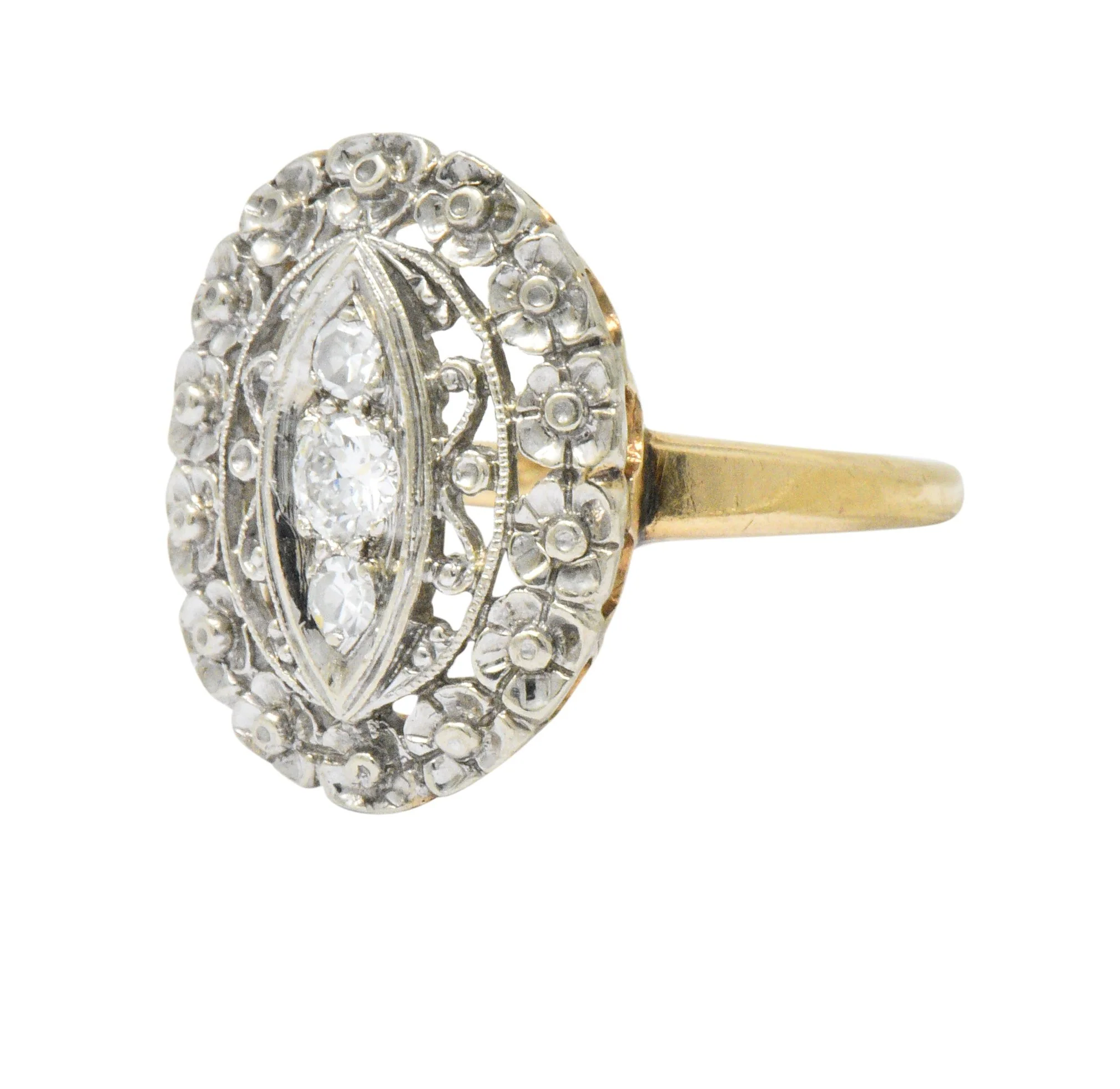 Edwardian Diamond Platinum-Topped 14 Karat Gold Ring