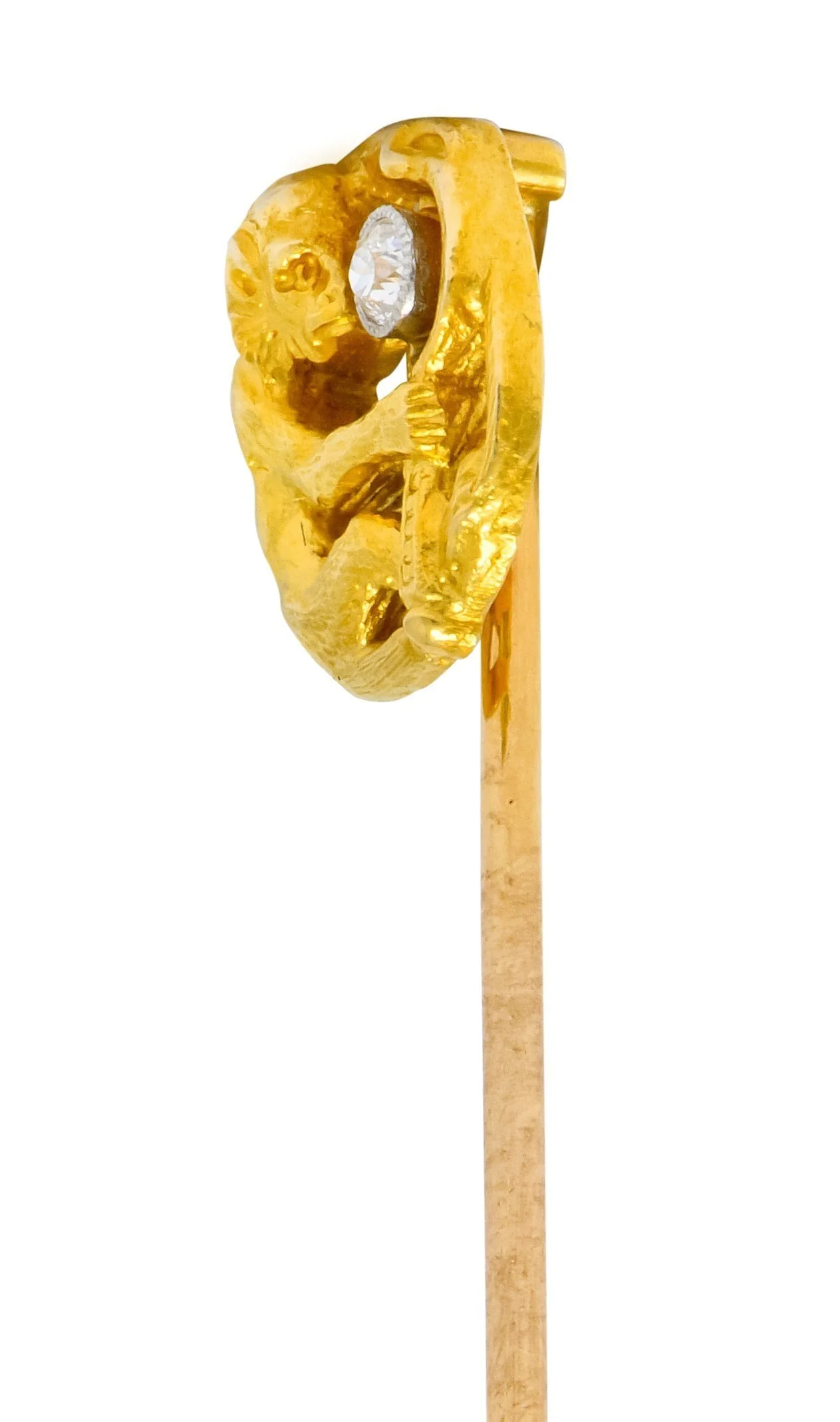 Edwardian Diamond Platinum-Topped 18 Karat Gold Monkey Stickpin - Image 3