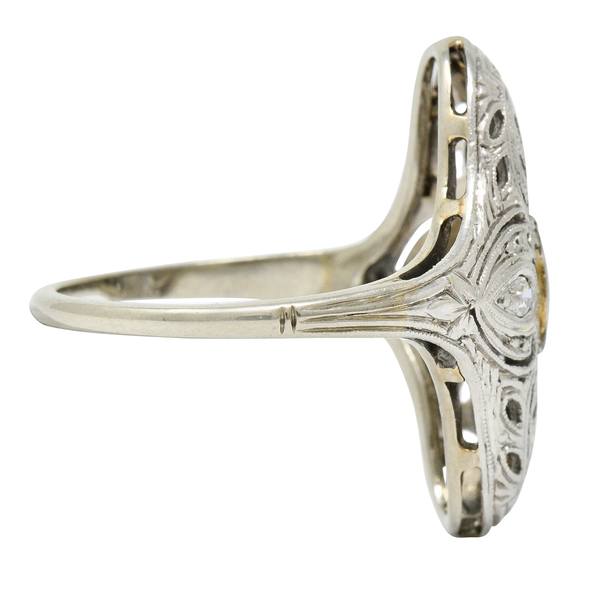 Edwardian Diamond Platinum-Topped 18 Karat White Gold Dinner Ring - Image 3