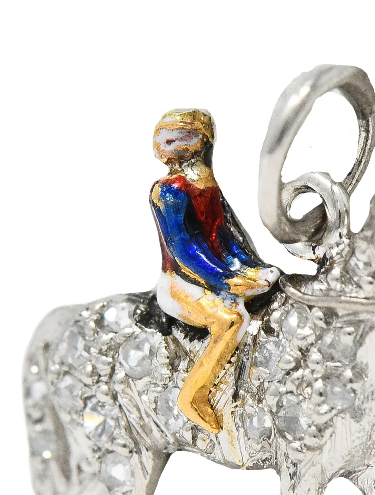 Edwardian Diamond Sapphire Enamel 18 Karat Gold Platinum Race Horse Antique Charm - Image 6