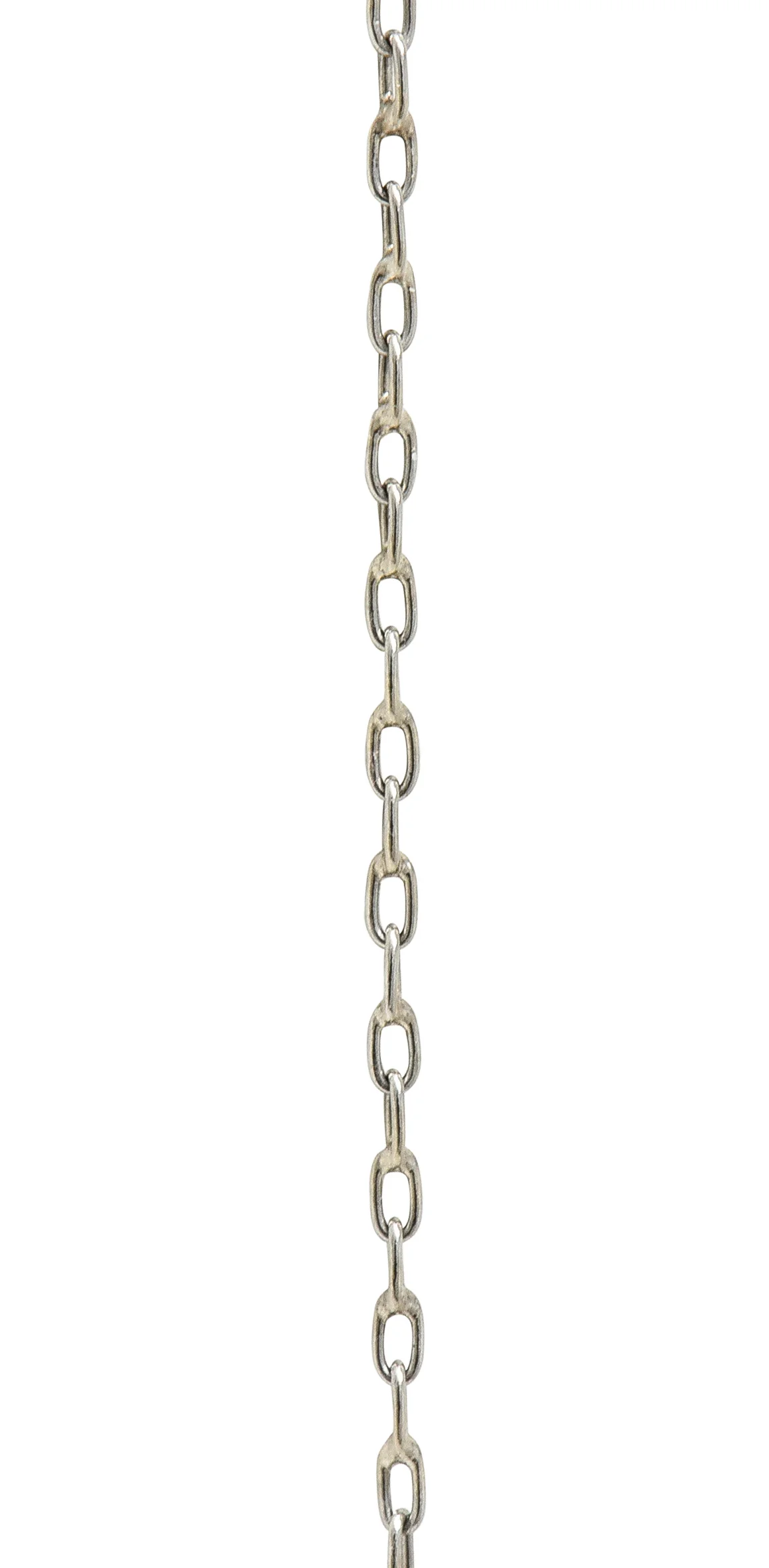 Edwardian Diamond Sapphire Pearl Platinum-Topped 14 Karat Yellow Gold Scrolling Ribbon Antique Pendant Necklace - Image 9