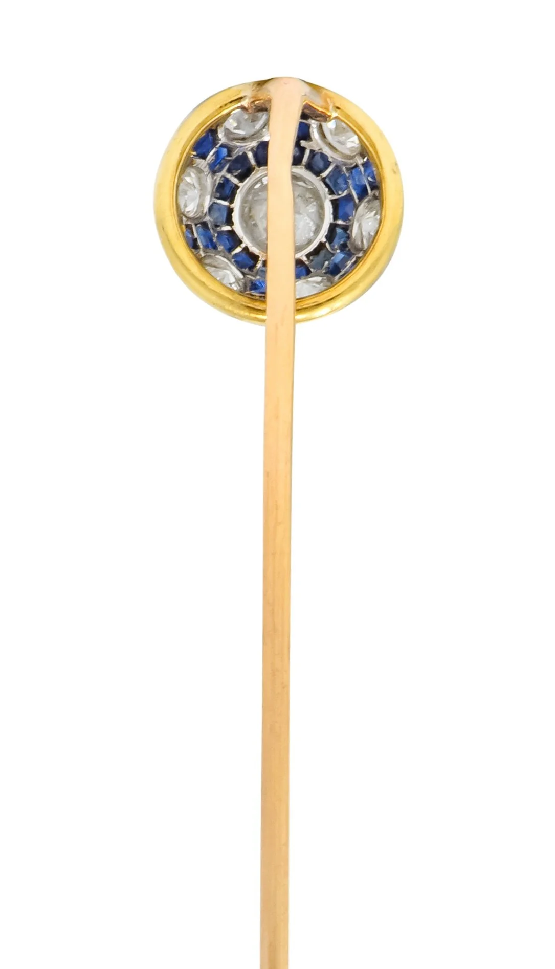 Edwardian Diamond Sapphire Platinum-Topped 18 Karat Gold Stickpin - Image 4
