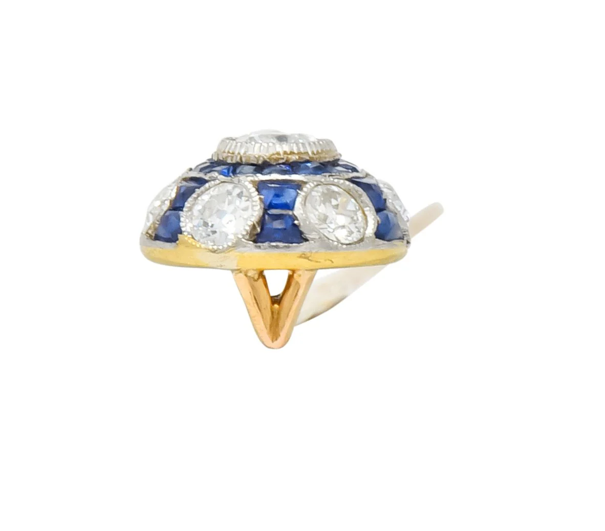 Edwardian Diamond Sapphire Platinum-Topped 18 Karat Gold Stickpin - Image 6