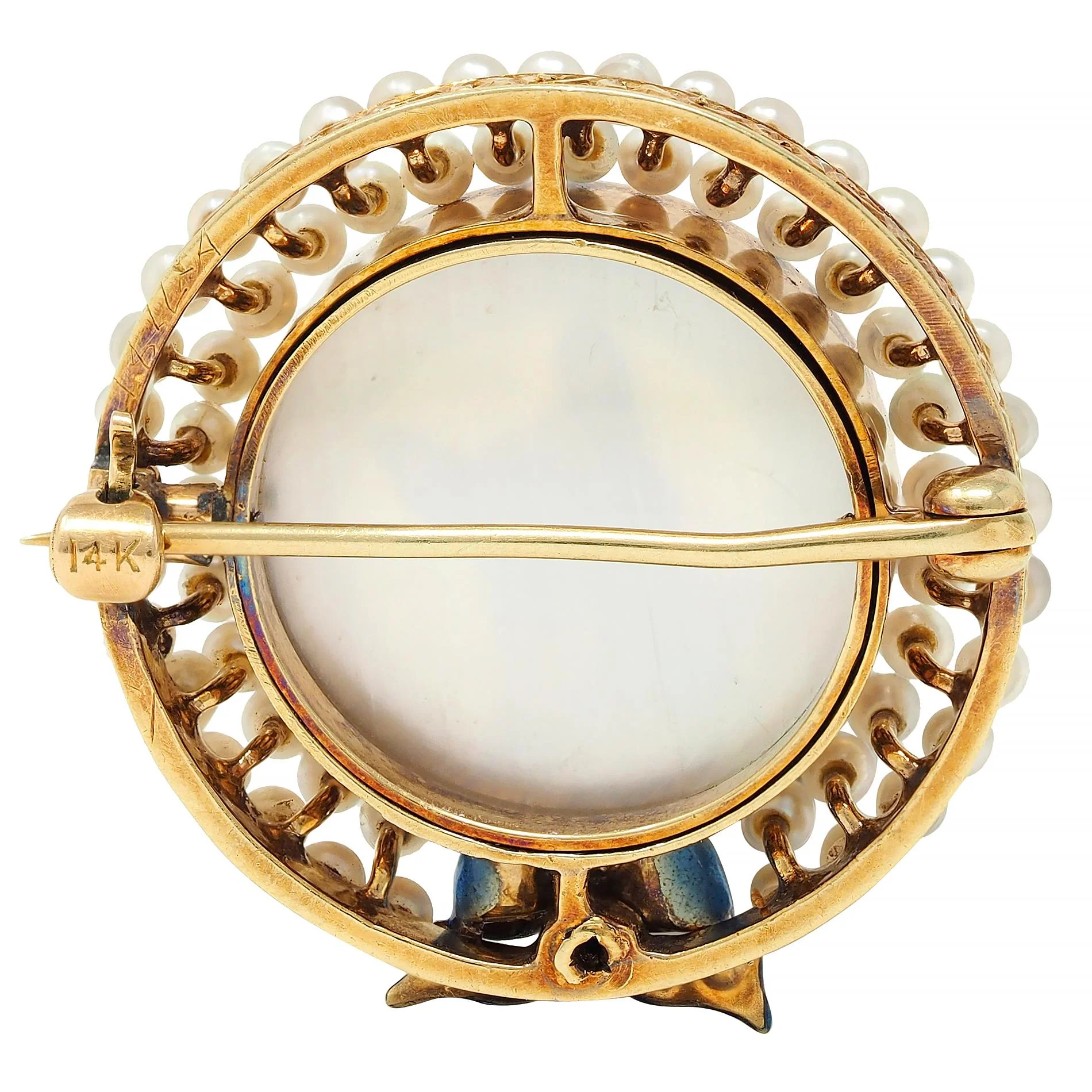 Edwardian Essex Crystal Pearl Enamel Platinum 14 Karat Gold Antique French Bulldog Bow Dog Brooch - Image 3
