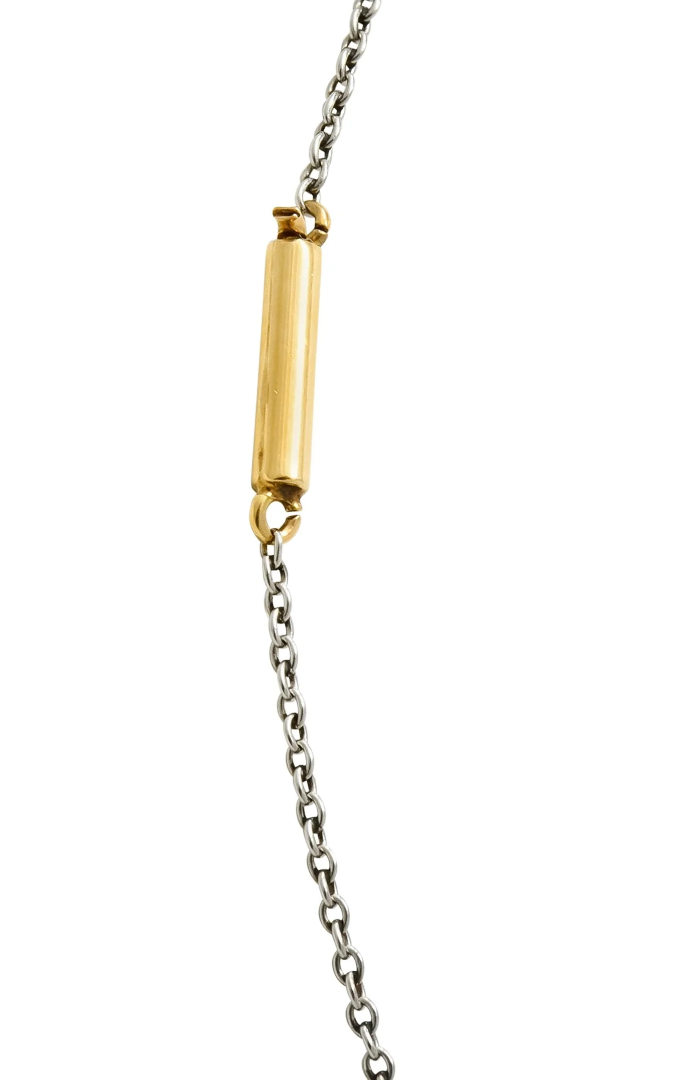 Edwardian Freshwater Natural Pearl Diamond Platinum-Topped 14 Karat Gold Drop Necklace - Image 6