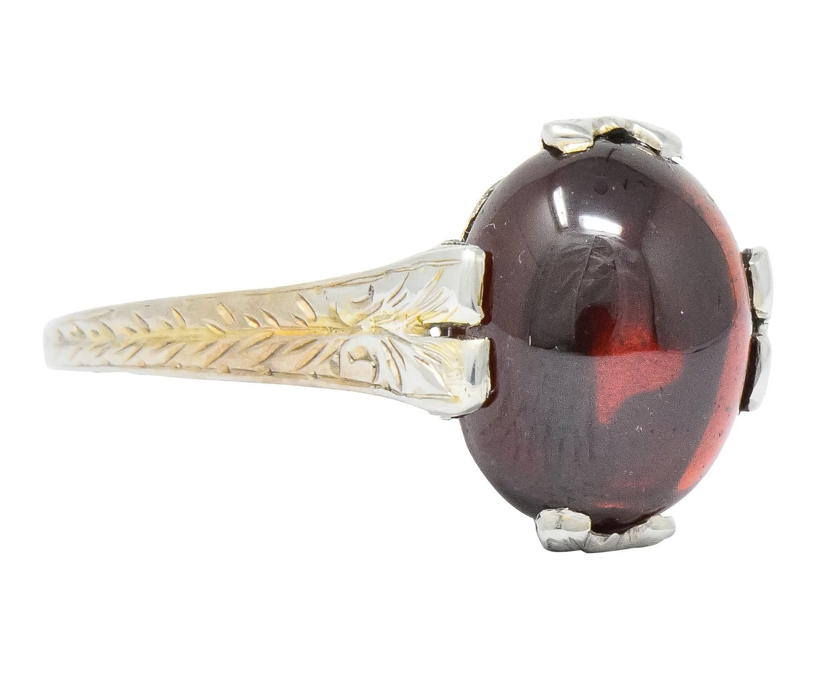 Edwardian Garnet 18 Karat White Gold Ring - Image 2