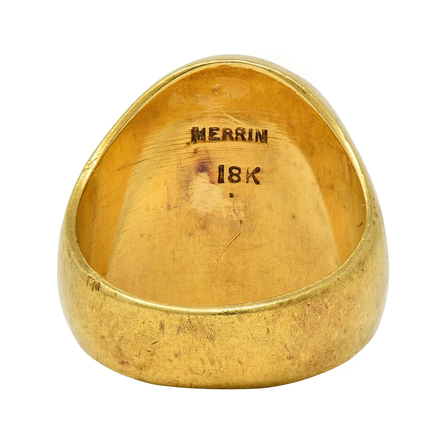 Edwardian Merrin 18 Karat Yellow Gold Antique Heraldic Crest Signet Ring - Image 3