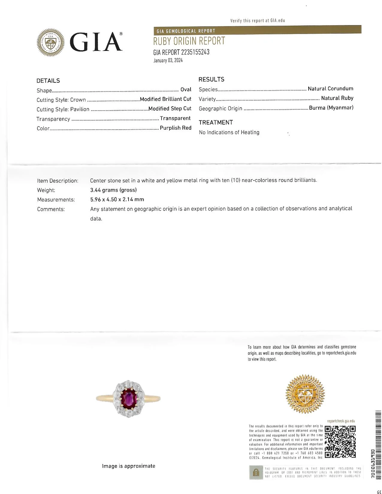 Edwardian No Heat Burma Ruby Diamond Platinum 18 Karat Gold Antique Halo Ring GIA - Image 13