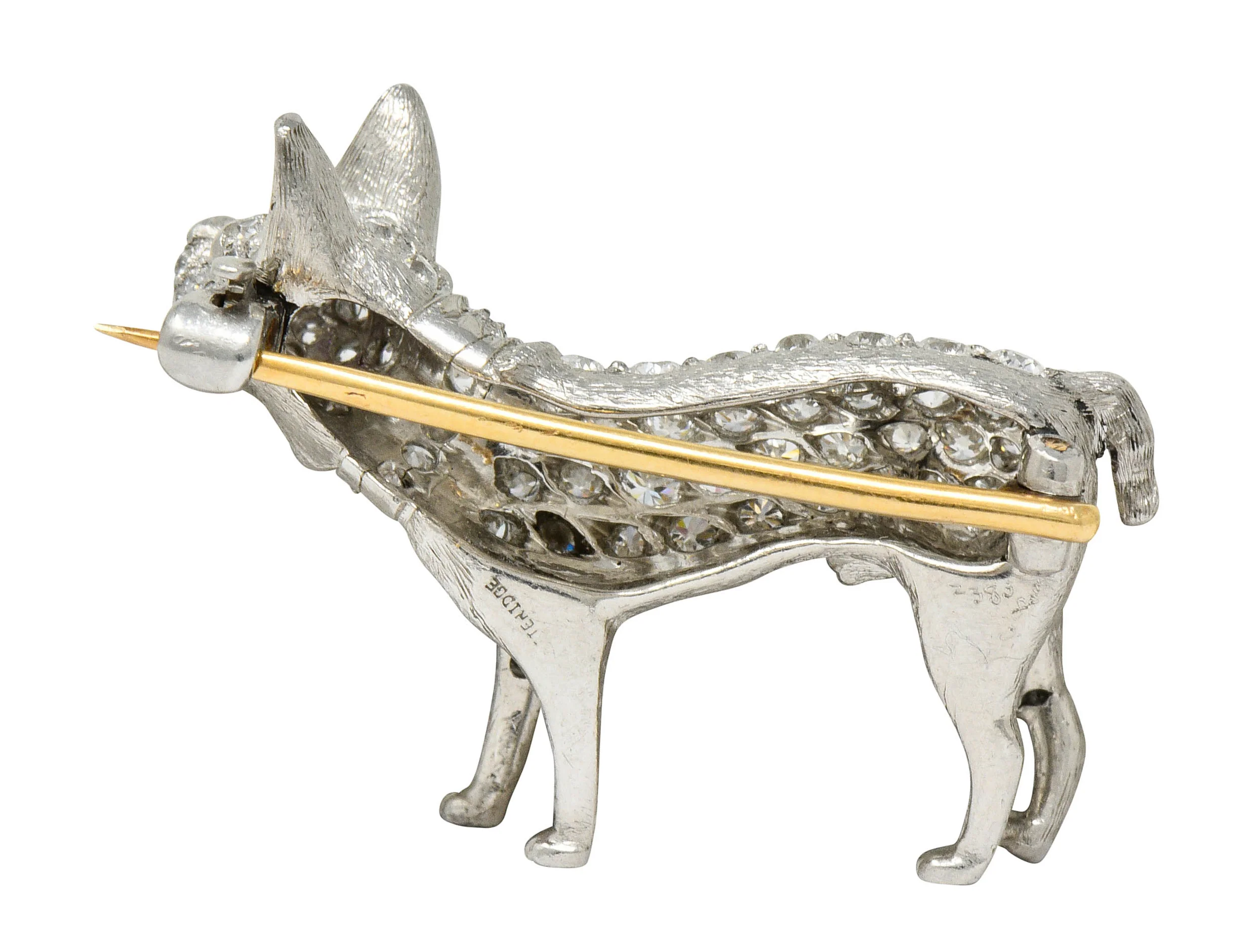 Edwardian Pave Diamond Platinum French Bulldog Brooch - Image 4