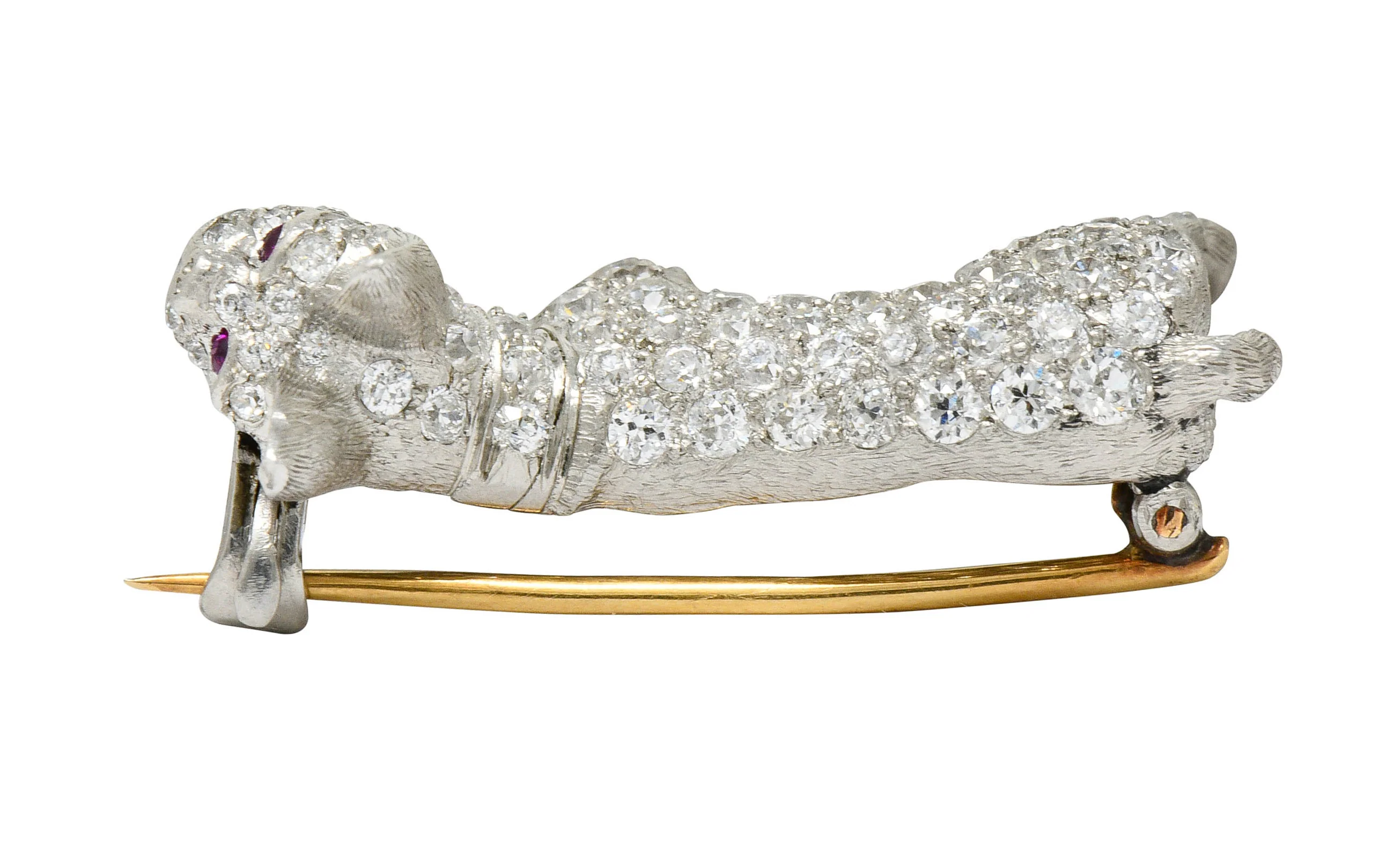 Edwardian Pave Diamond Platinum French Bulldog Brooch - Image 7