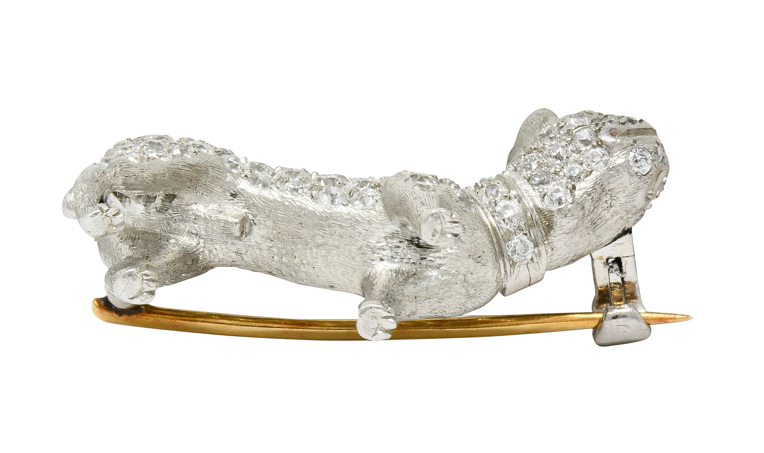 Edwardian Pave Diamond Platinum French Bulldog Brooch - Image 9