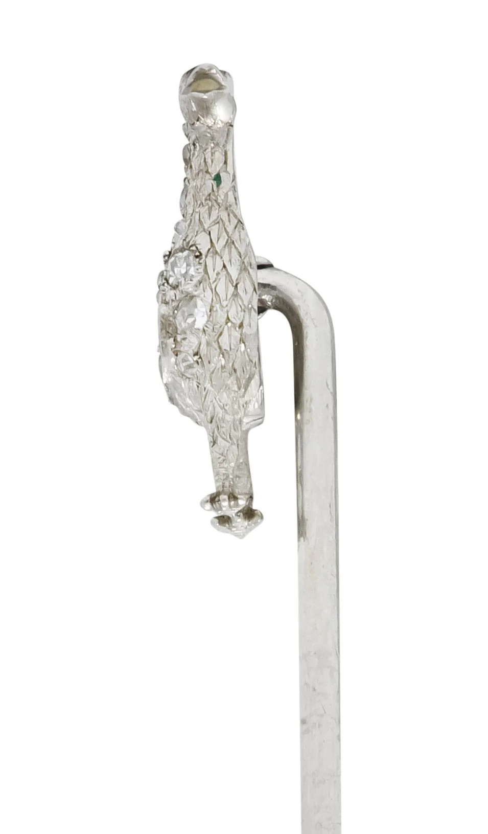Edwardian Rose Cut Diamond Platinum Dove Stickpin - Image 3