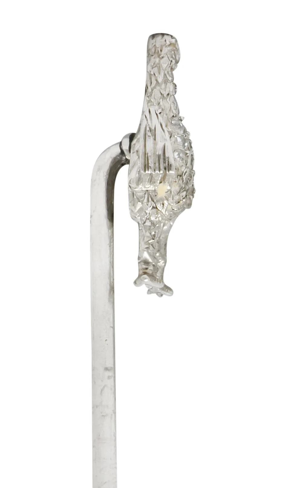 Edwardian Rose Cut Diamond Platinum Dove Stickpin - Image 5