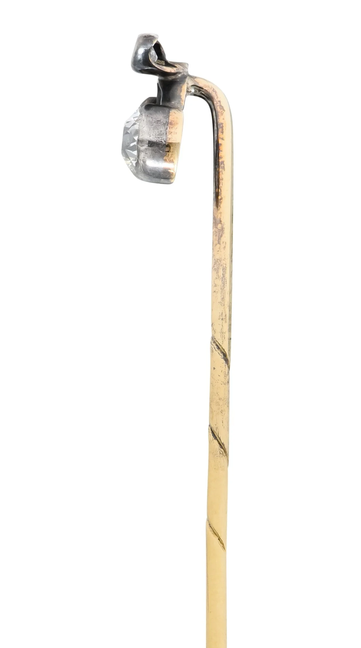 Edwardian Sapphire Diamond Platinum-Topped 14 Karat Gold Cherry Stickpin - Image 3