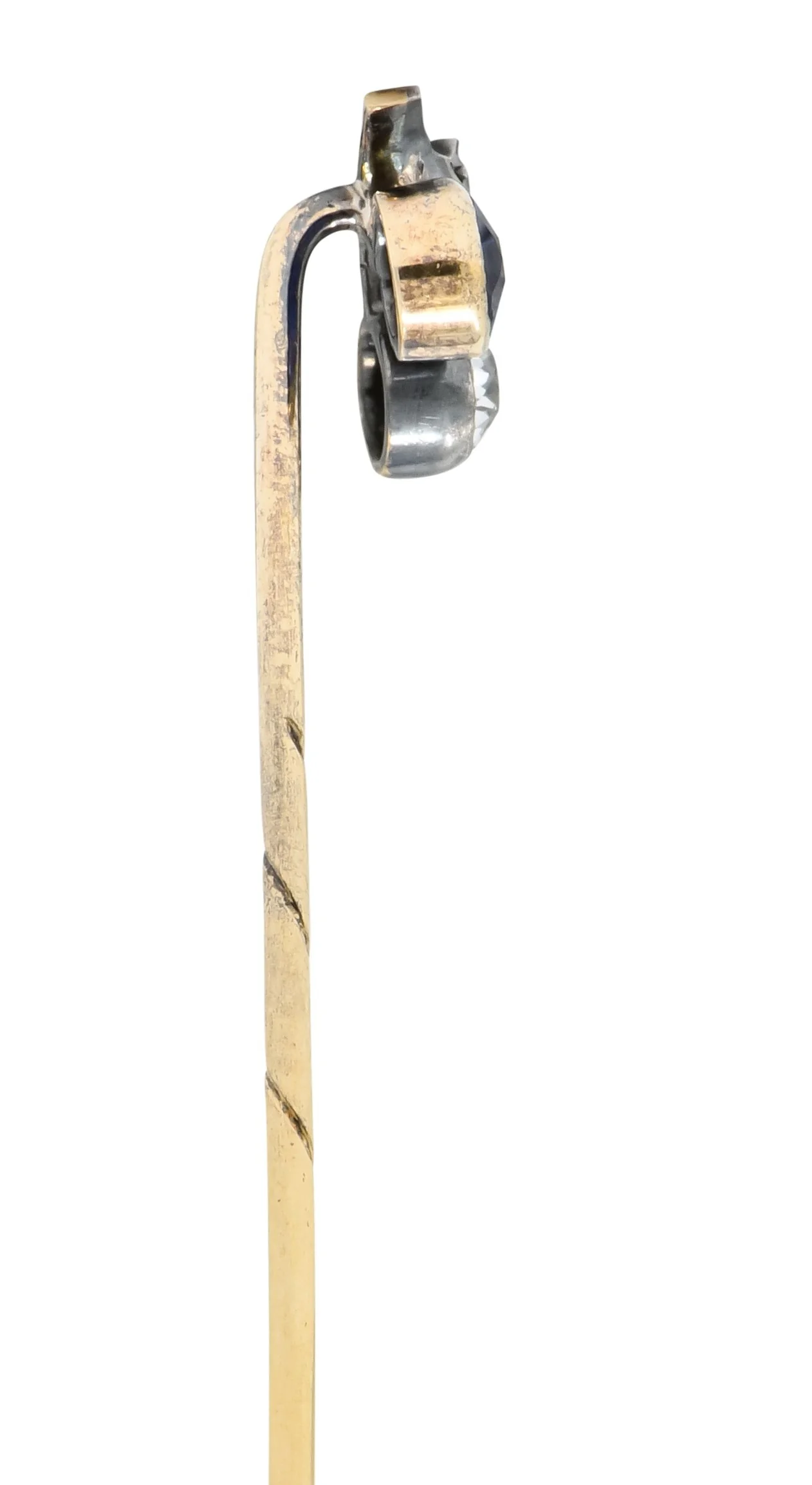 Edwardian Sapphire Diamond Platinum-Topped 14 Karat Gold Cherry Stickpin - Image 5