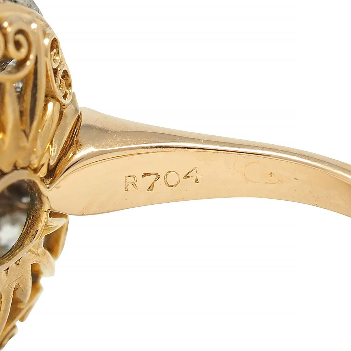 Edwardian Turquoise Old European Diamond Platinum 14 Karat Yellow Gold Antique Halo Ring - Image 12