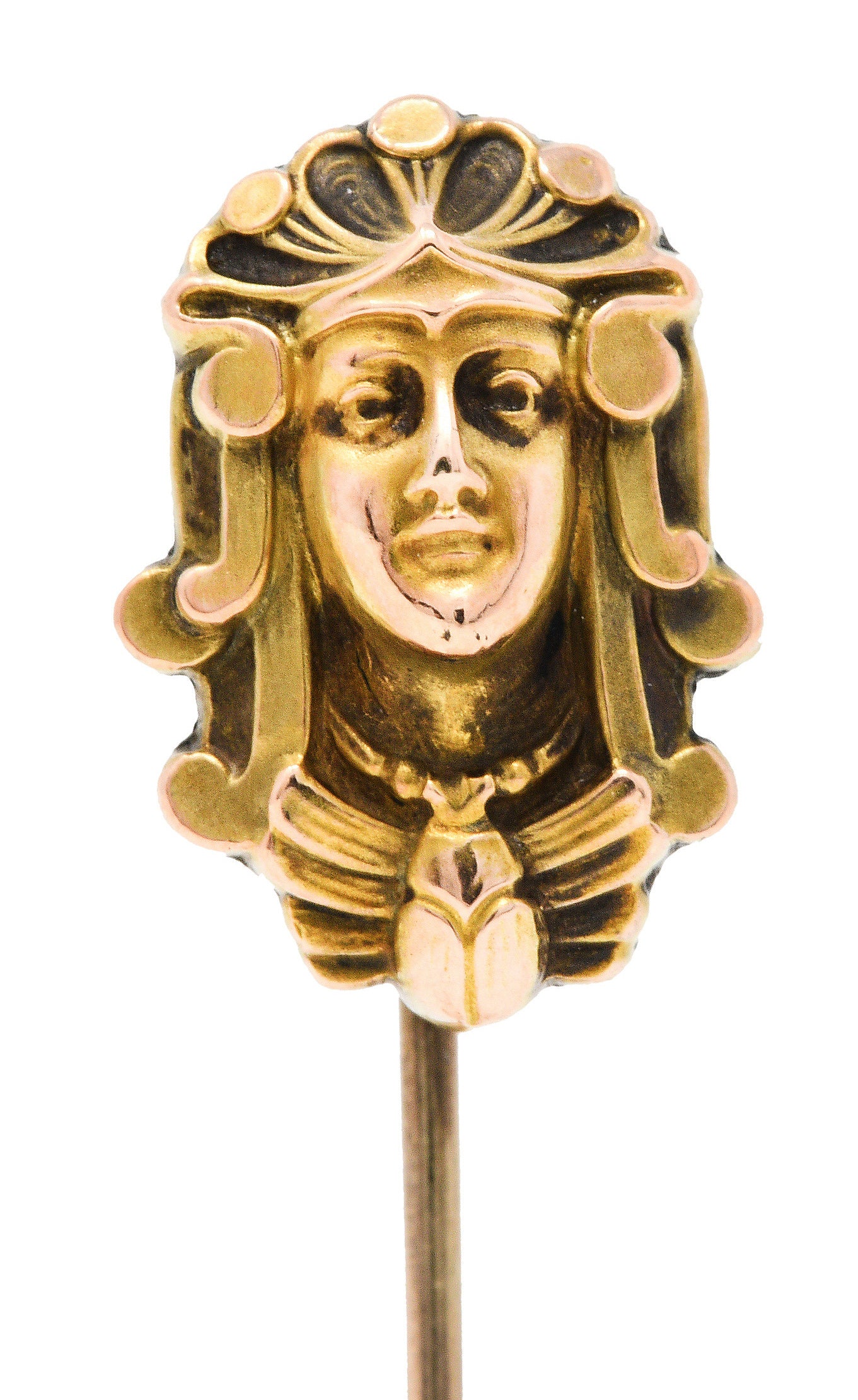 Egyptian Revival 14 Karat Gold Cleopatra Stickpin