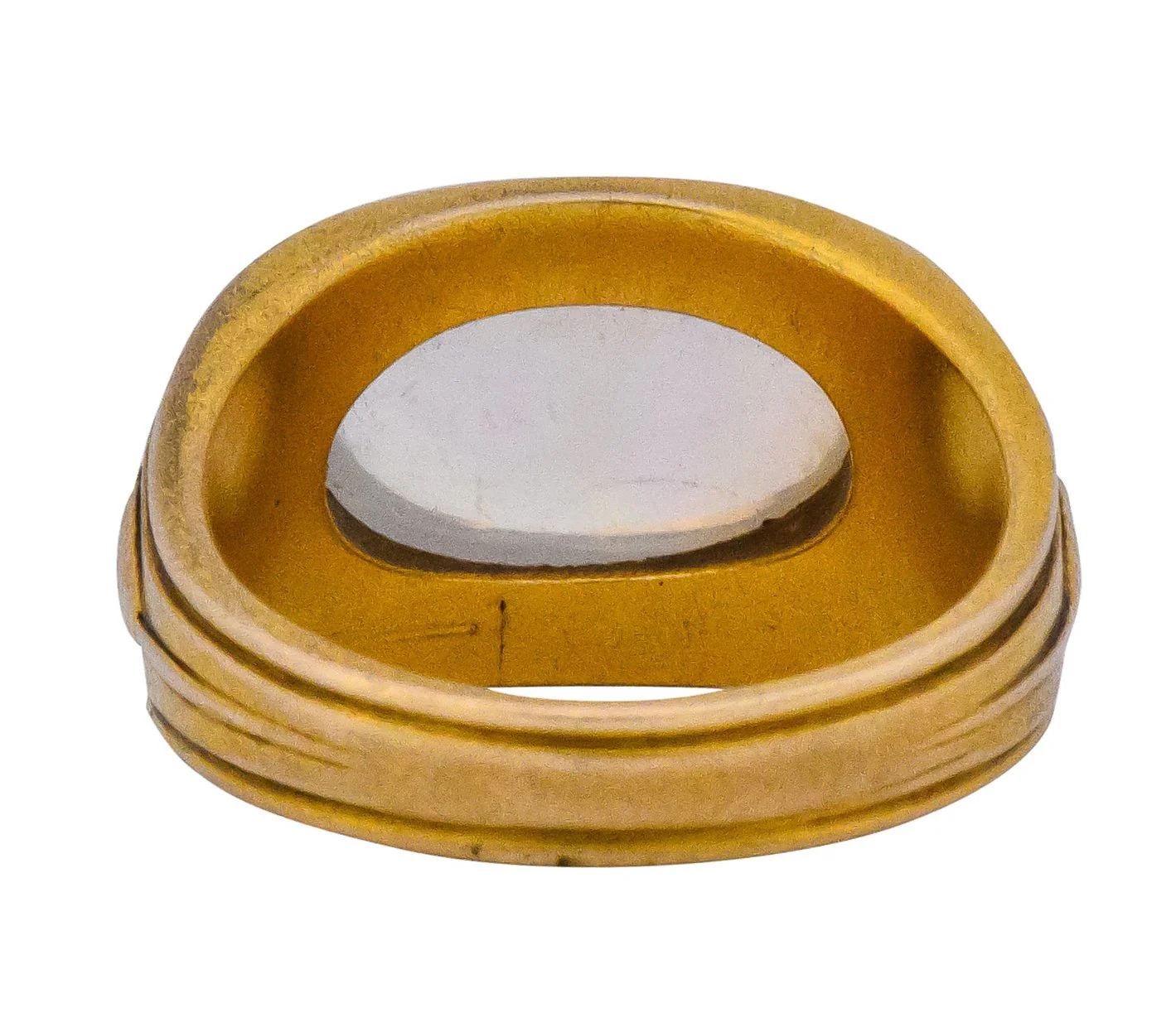 Egyptian Revival Art Nouveau Jelly Opal 14 Karat Gold Floral Ring - Image 4