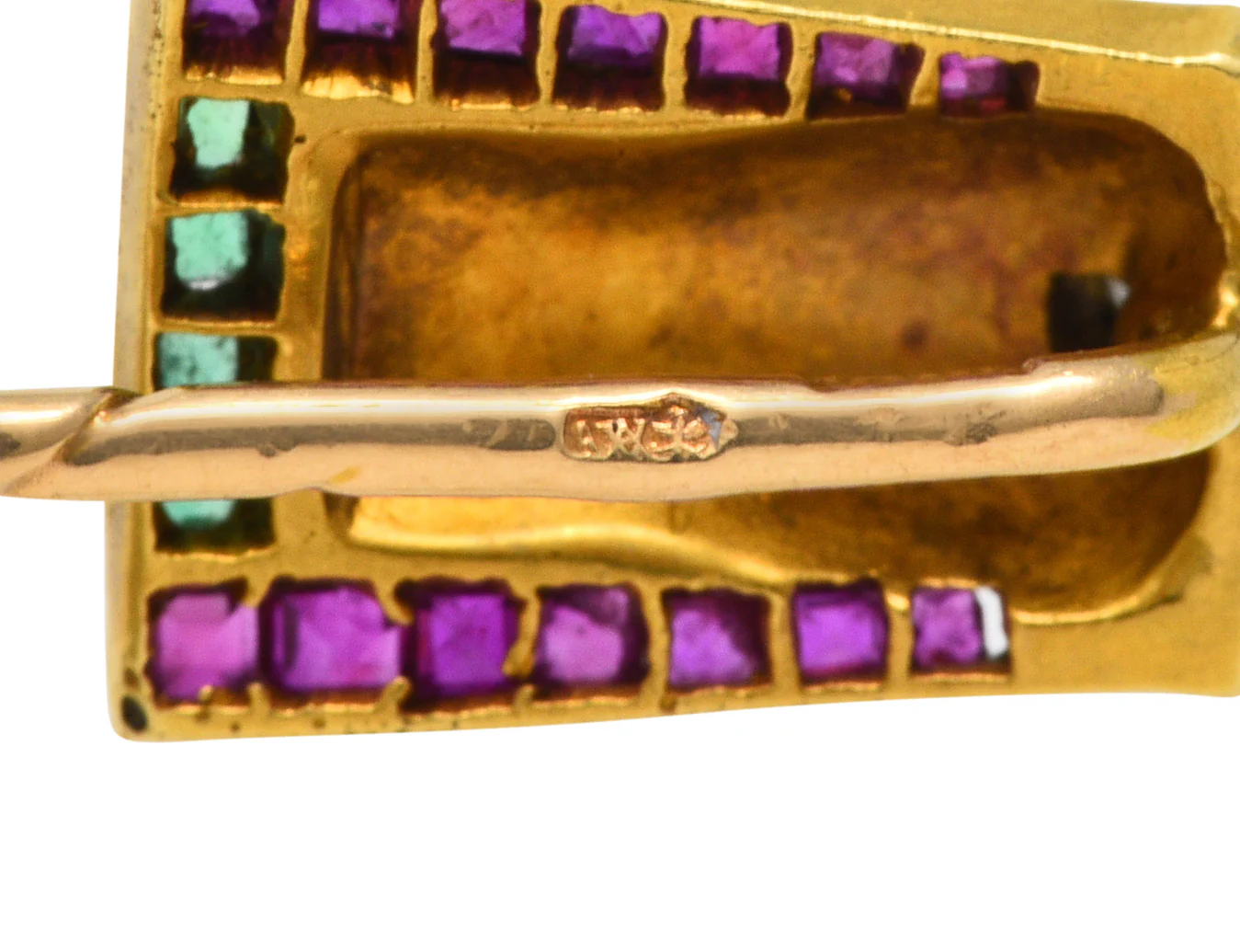 Egyptian Revival Diamond Ruby Emerald 18 Karat Gold Pharaoh Stickpin - Image 4