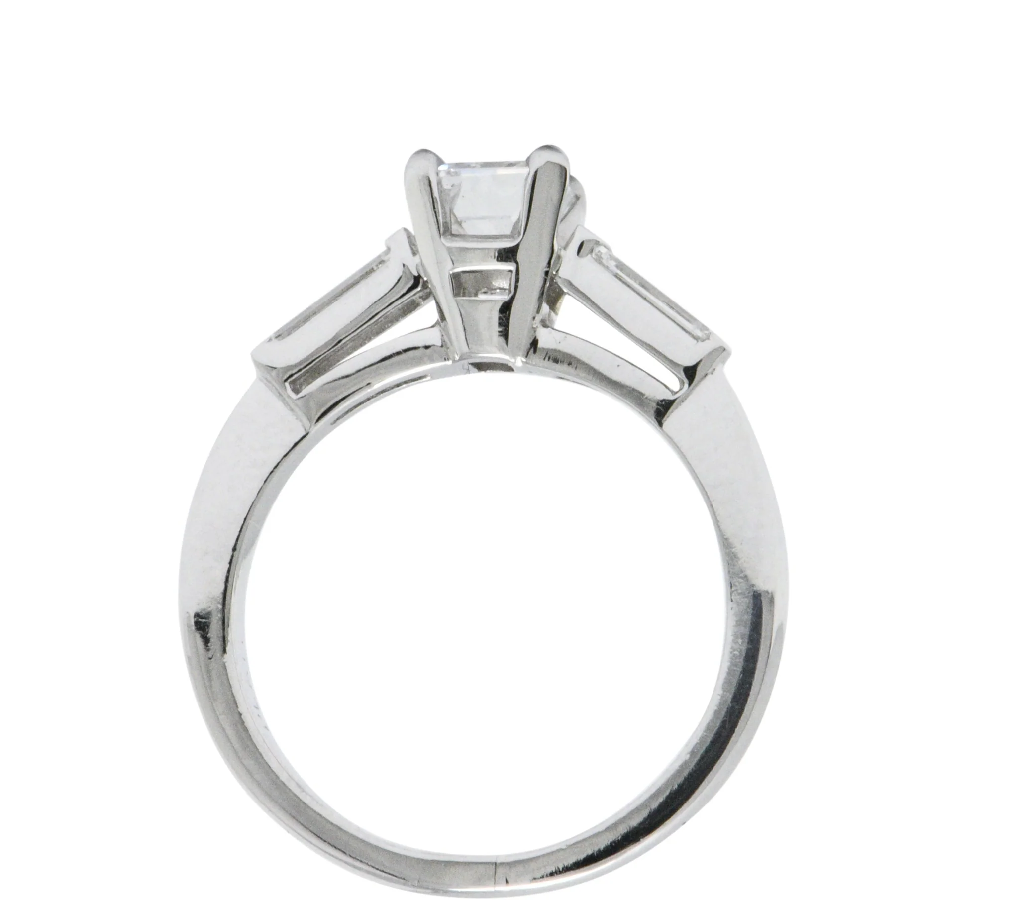Elegant Retro 1.15 CTW Emerald Cut Diamond Platinum Engagement Ring GIA - Image 5