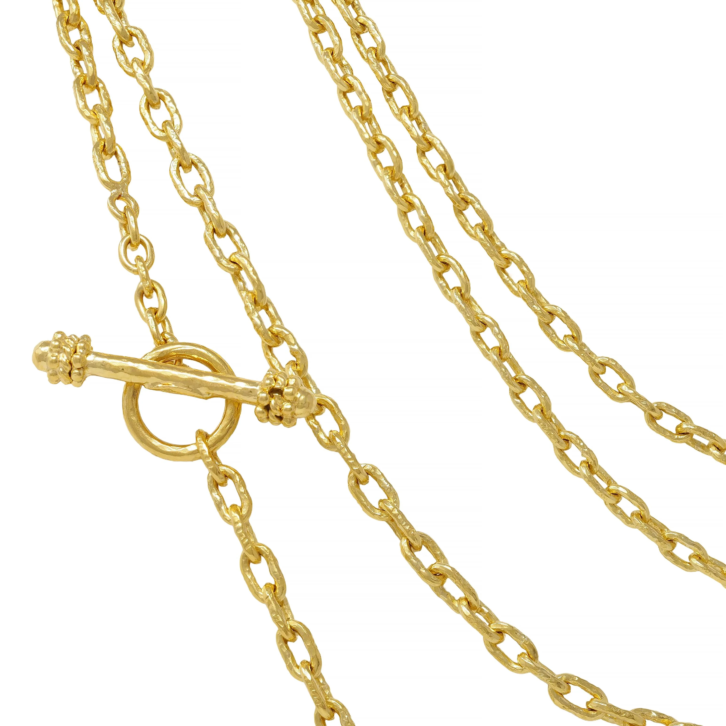 Elizabeth Locke Contemporary 19 Karat Yellow Gold Hammered Cable Link Chain Necklce - Image 8