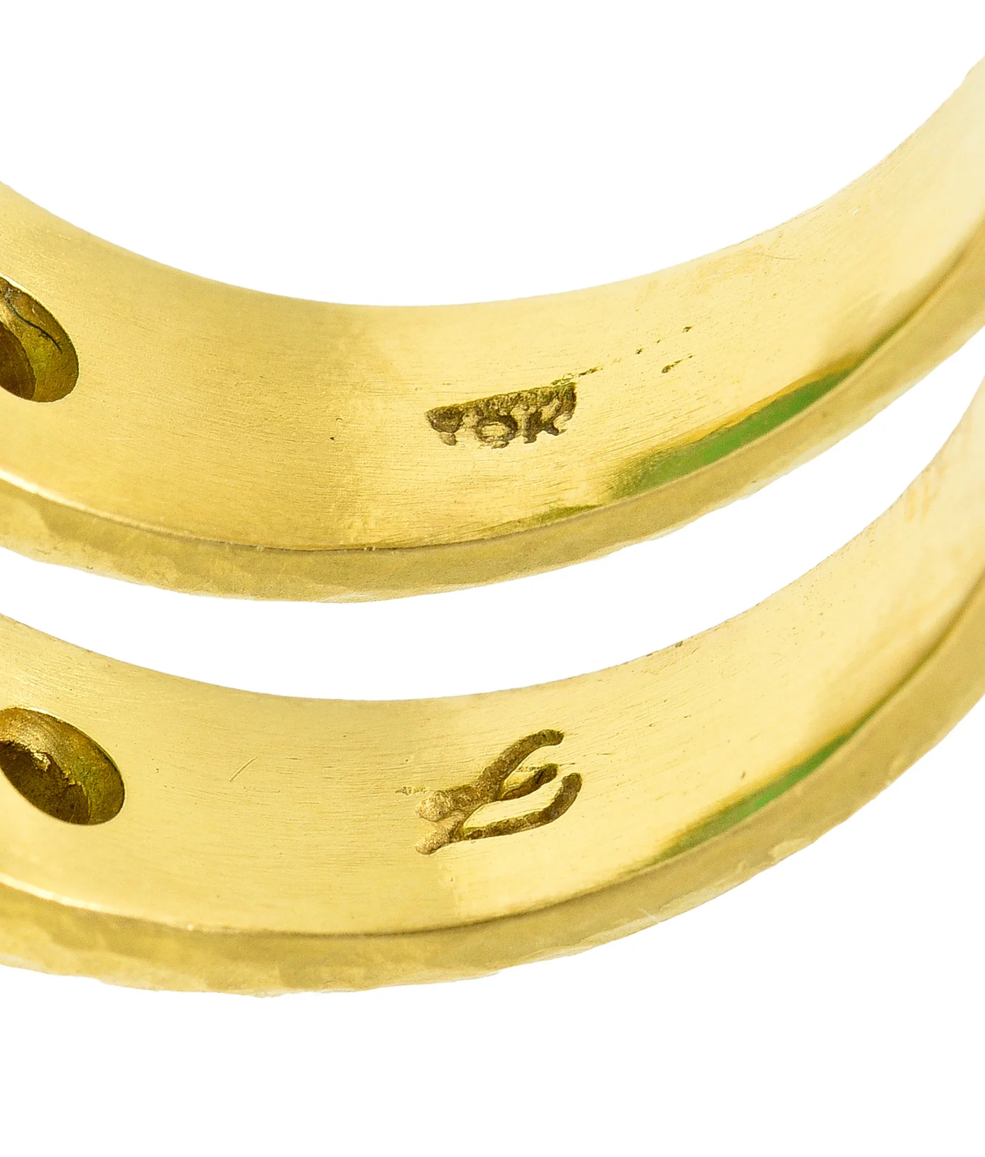 Elizabeth Locke Contemporary Chrysoprase Tsavorite Garnet 19 Karat Yellow Gold Statement Ring - Image 12