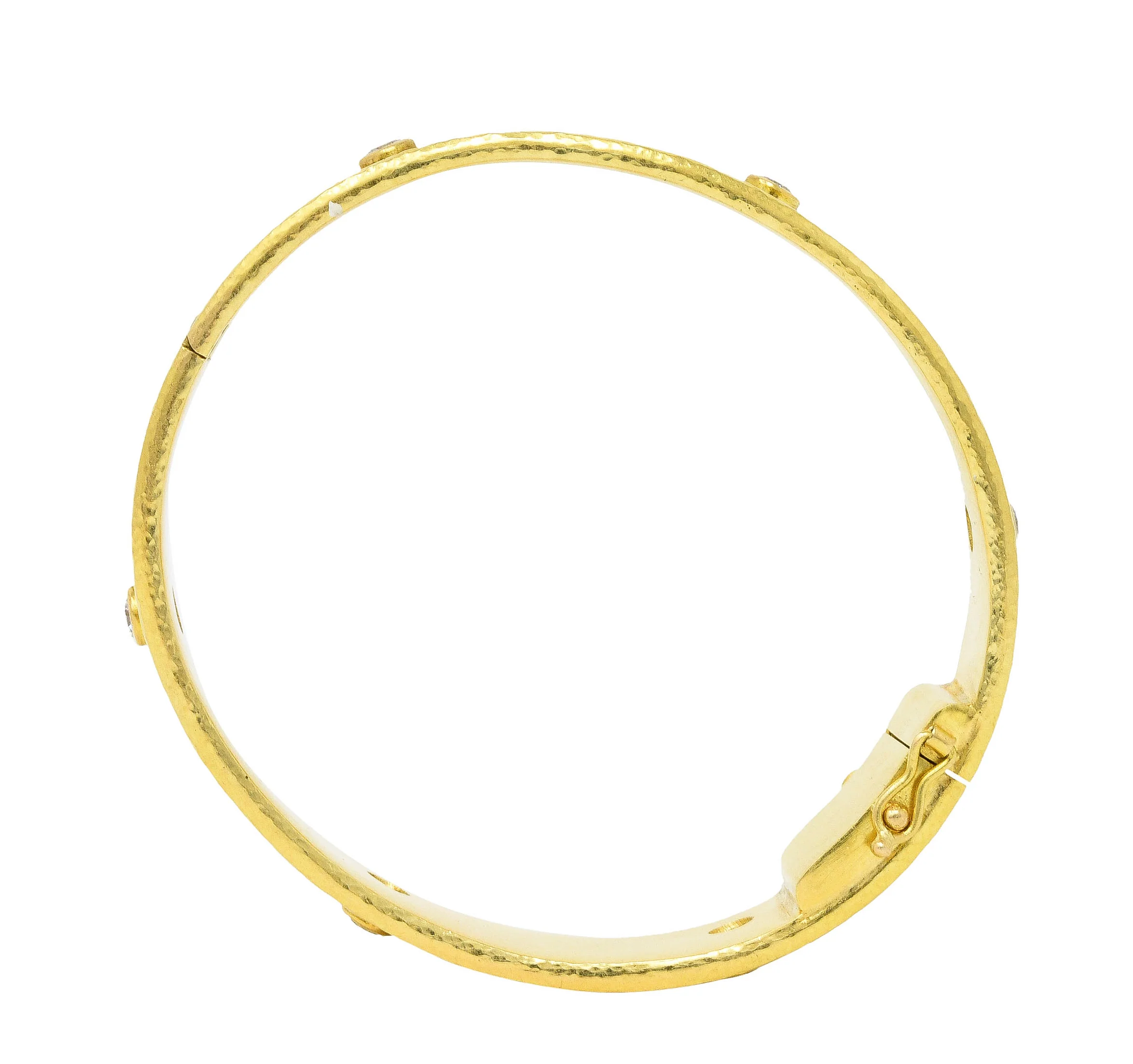 Elizabeth Locke Diamond 19 Karat Gold Diamond Daisy Bangle Bracelet - Image 8
