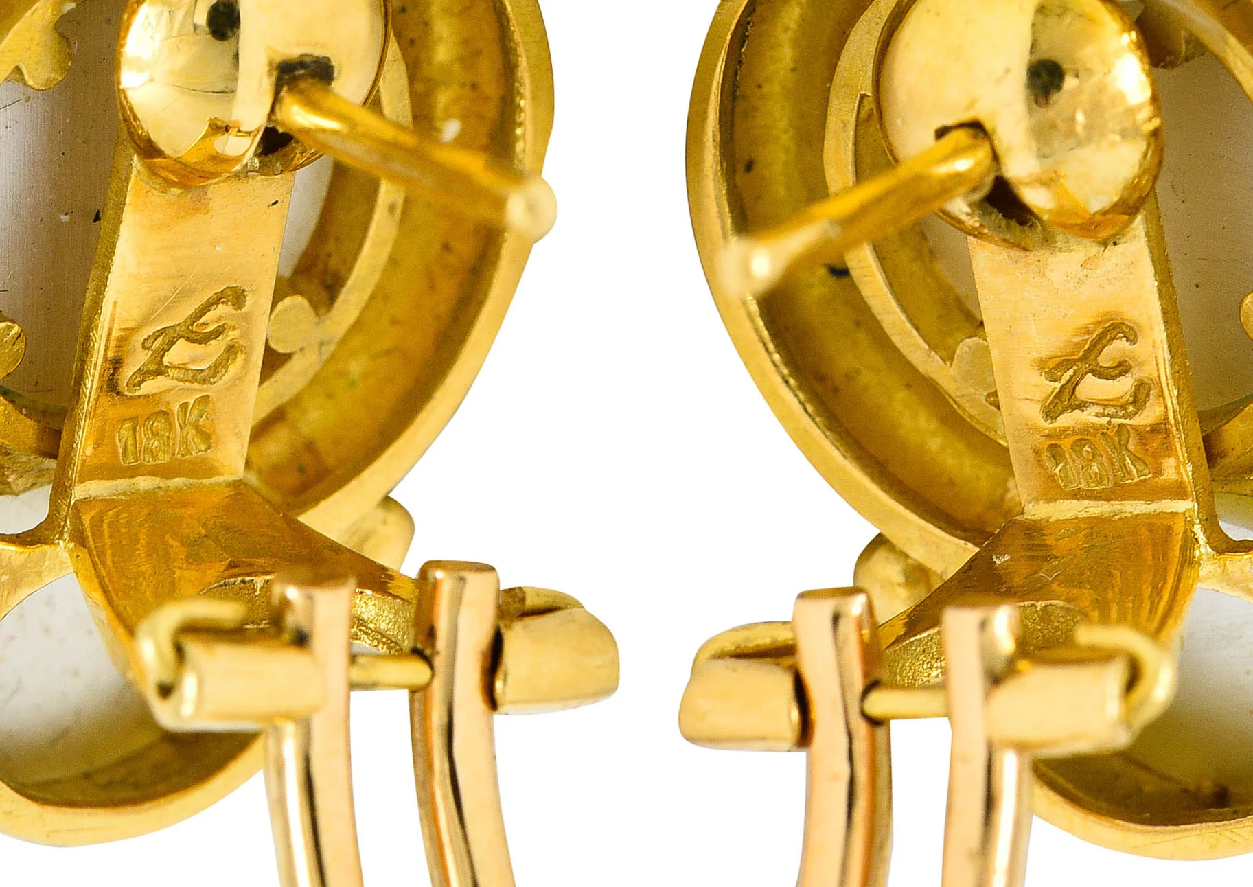 Elizabeth Locke Labradorite Peridot 18 Karat Gold Hammered Earrings - Image 5