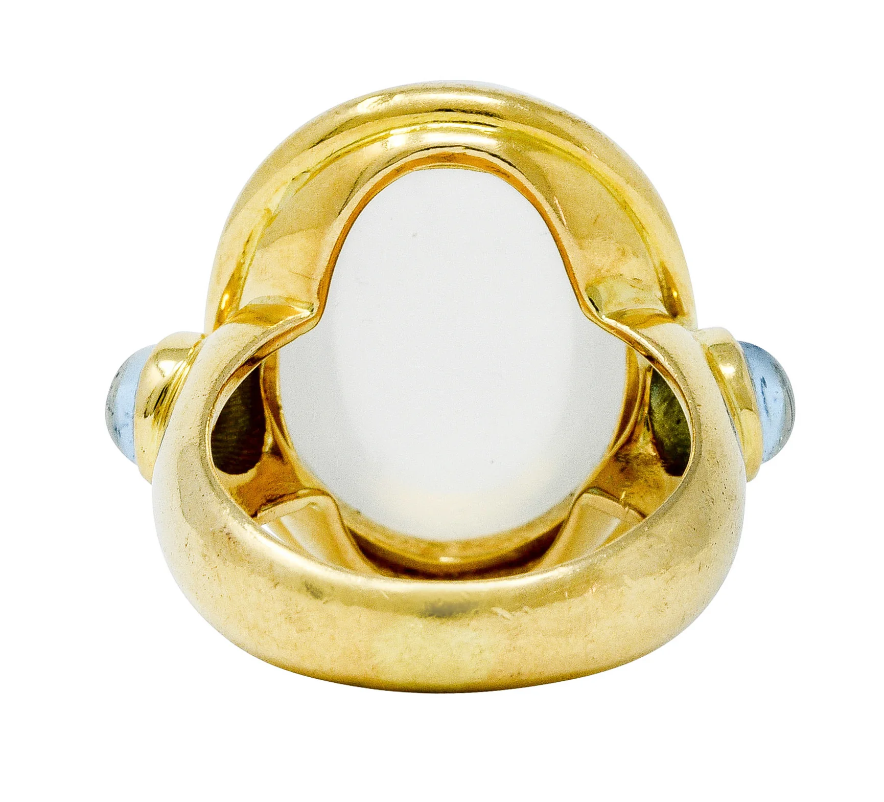 Elizabeth Locke Moonstone Aquamarine 18 Karat Gold Cabochon Ring - Image 4