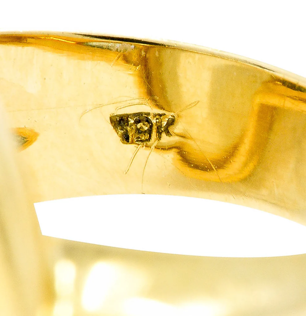 Elizabeth Locke Moonstone Aquamarine 18 Karat Gold Cabochon Ring - Image 8