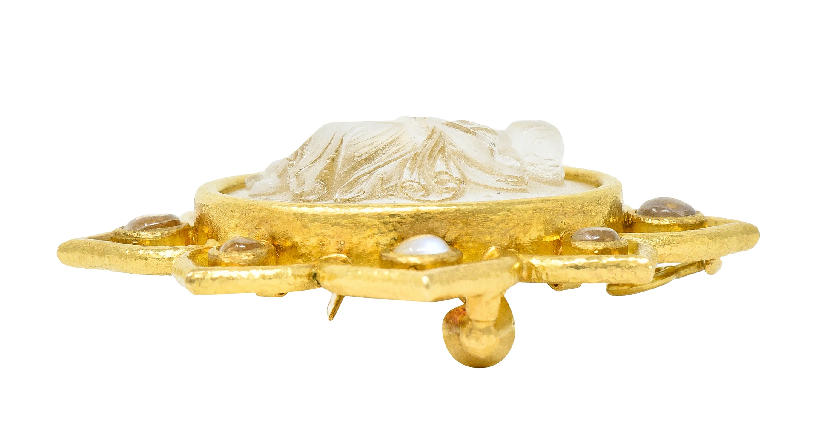 Elizabeth Locke Moonstone Venetian Glass Mother-Of-Pearl 18 Karat Gold Goddess Enhancer Pendant Brooch - Image 10