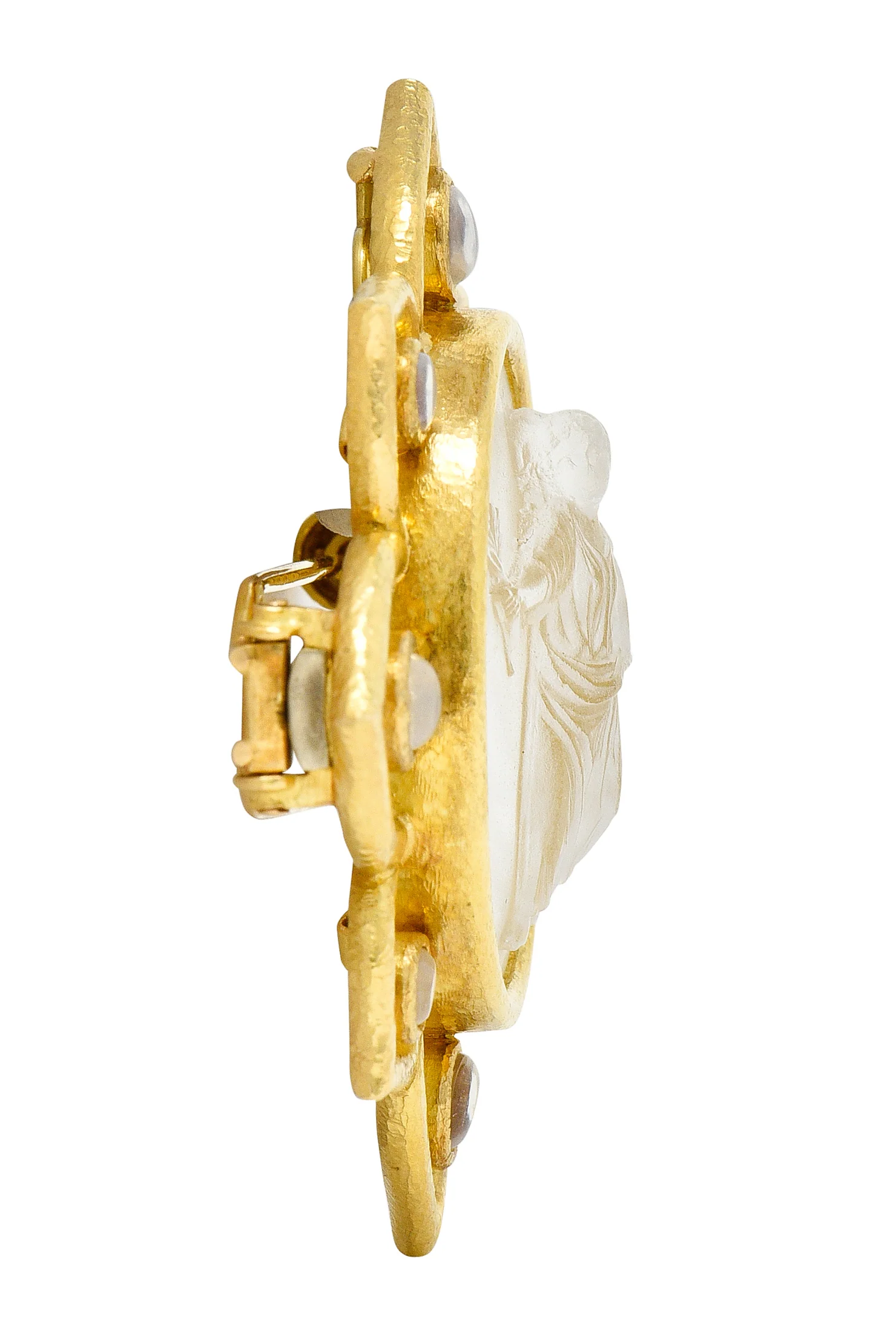 Elizabeth Locke Moonstone Venetian Glass Mother-Of-Pearl 18 Karat Gold Goddess Enhancer Pendant Brooch - Image 11