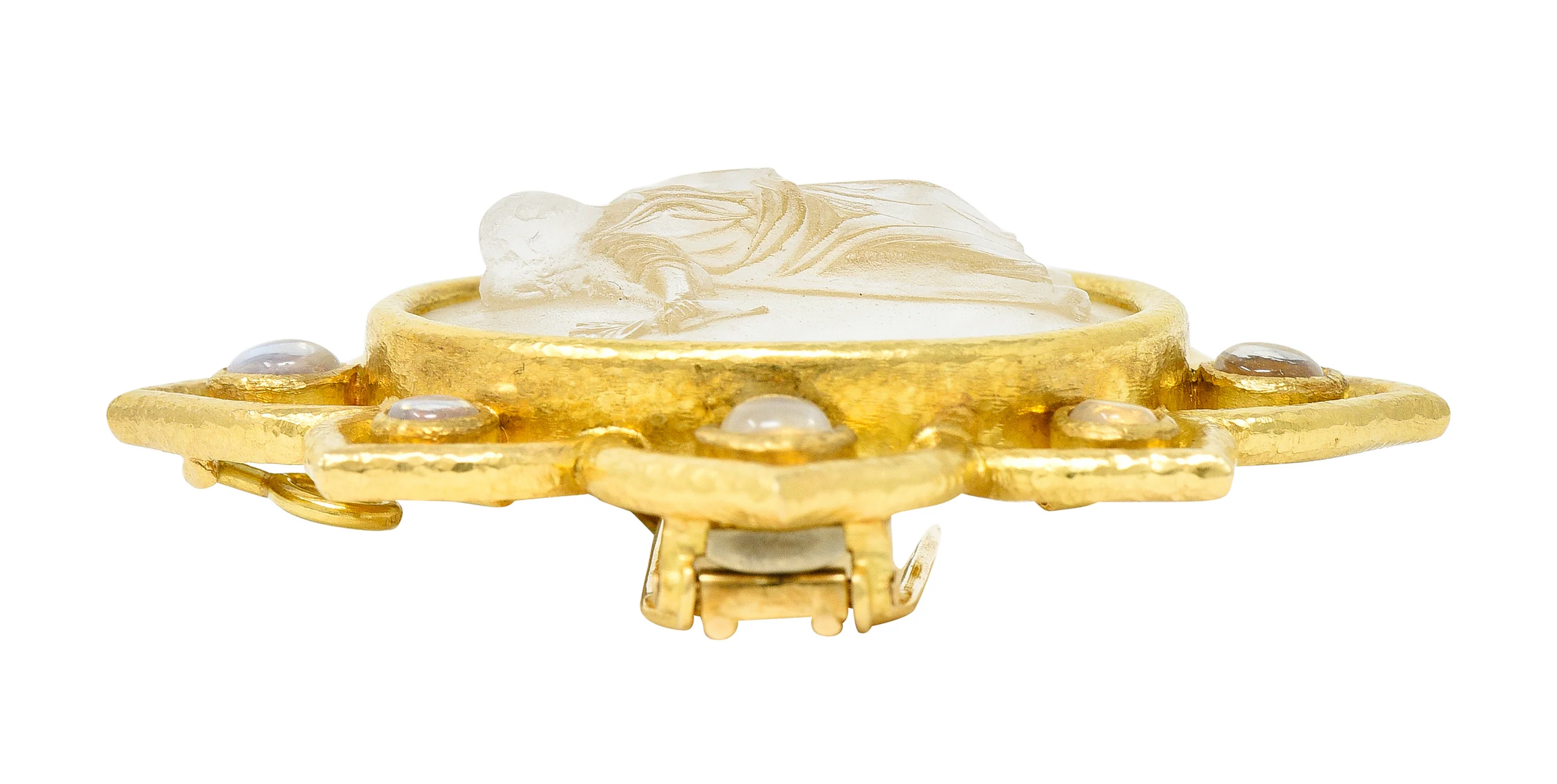 Elizabeth Locke Moonstone Venetian Glass Mother-Of-Pearl 18 Karat Gold Goddess Enhancer Pendant Brooch - Image 12