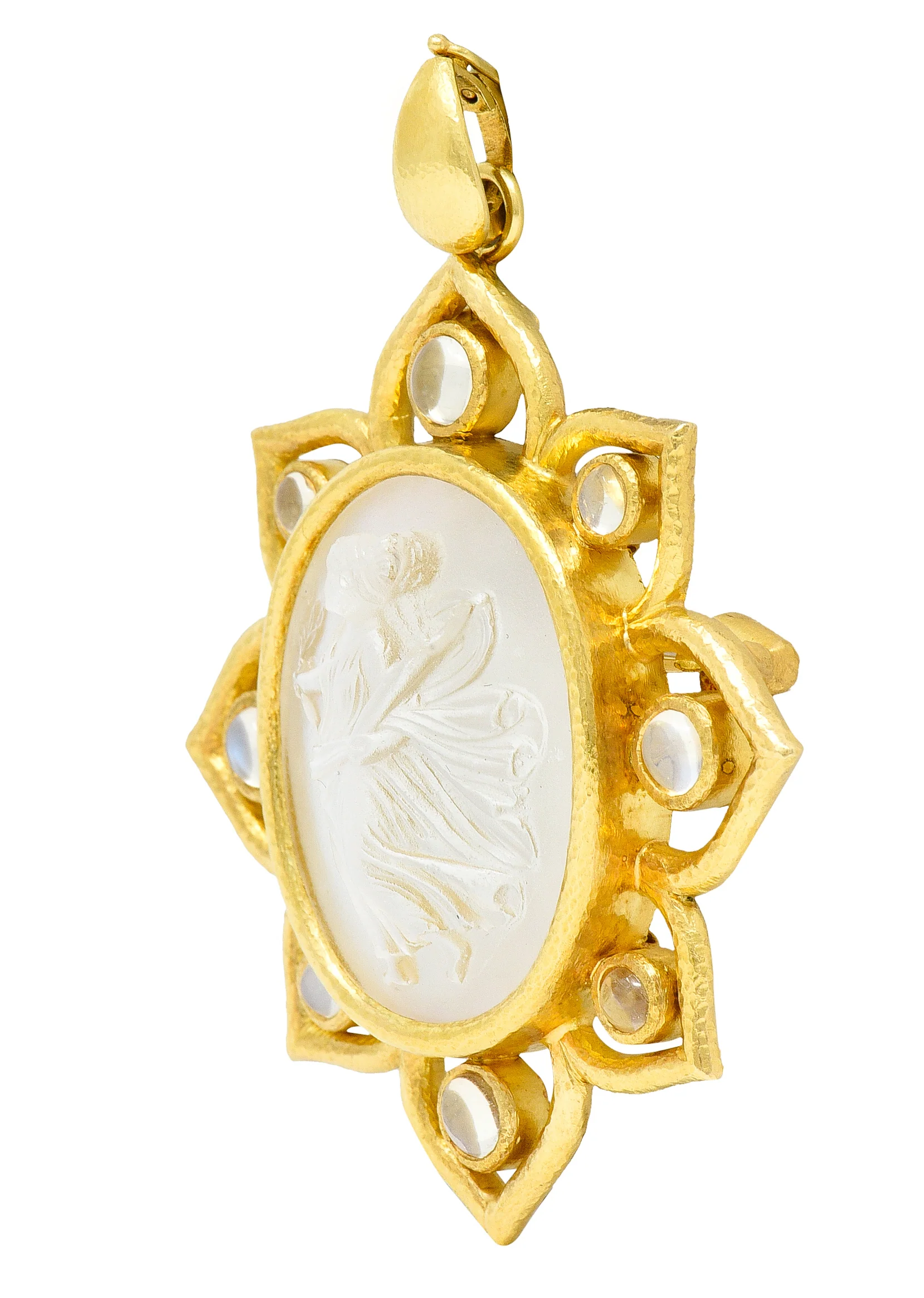 Elizabeth Locke Moonstone Venetian Glass Mother-Of-Pearl 18 Karat Gold Goddess Enhancer Pendant Brooch - Image 3