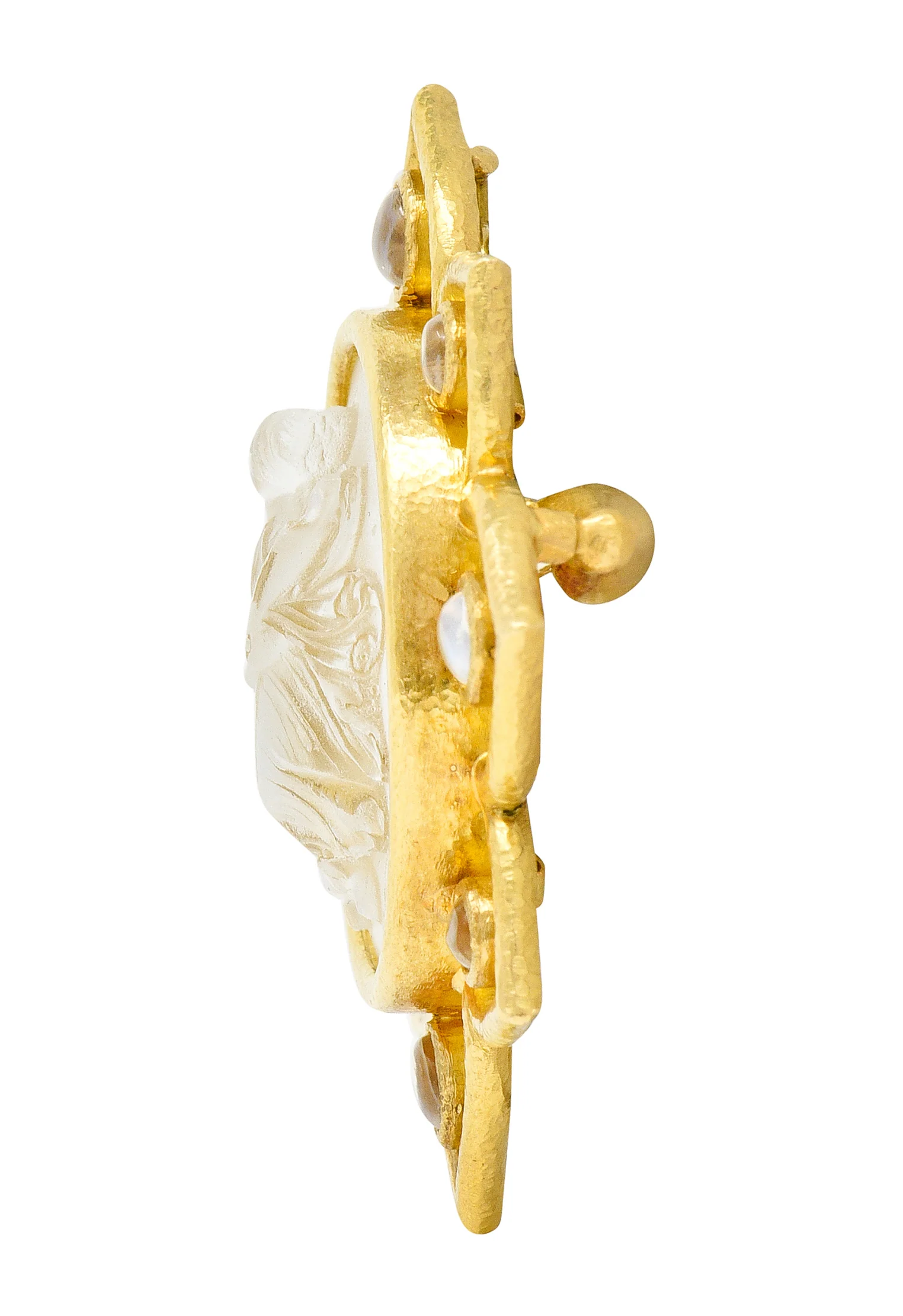 Elizabeth Locke Moonstone Venetian Glass Mother-Of-Pearl 18 Karat Gold Goddess Enhancer Pendant Brooch - Image 9