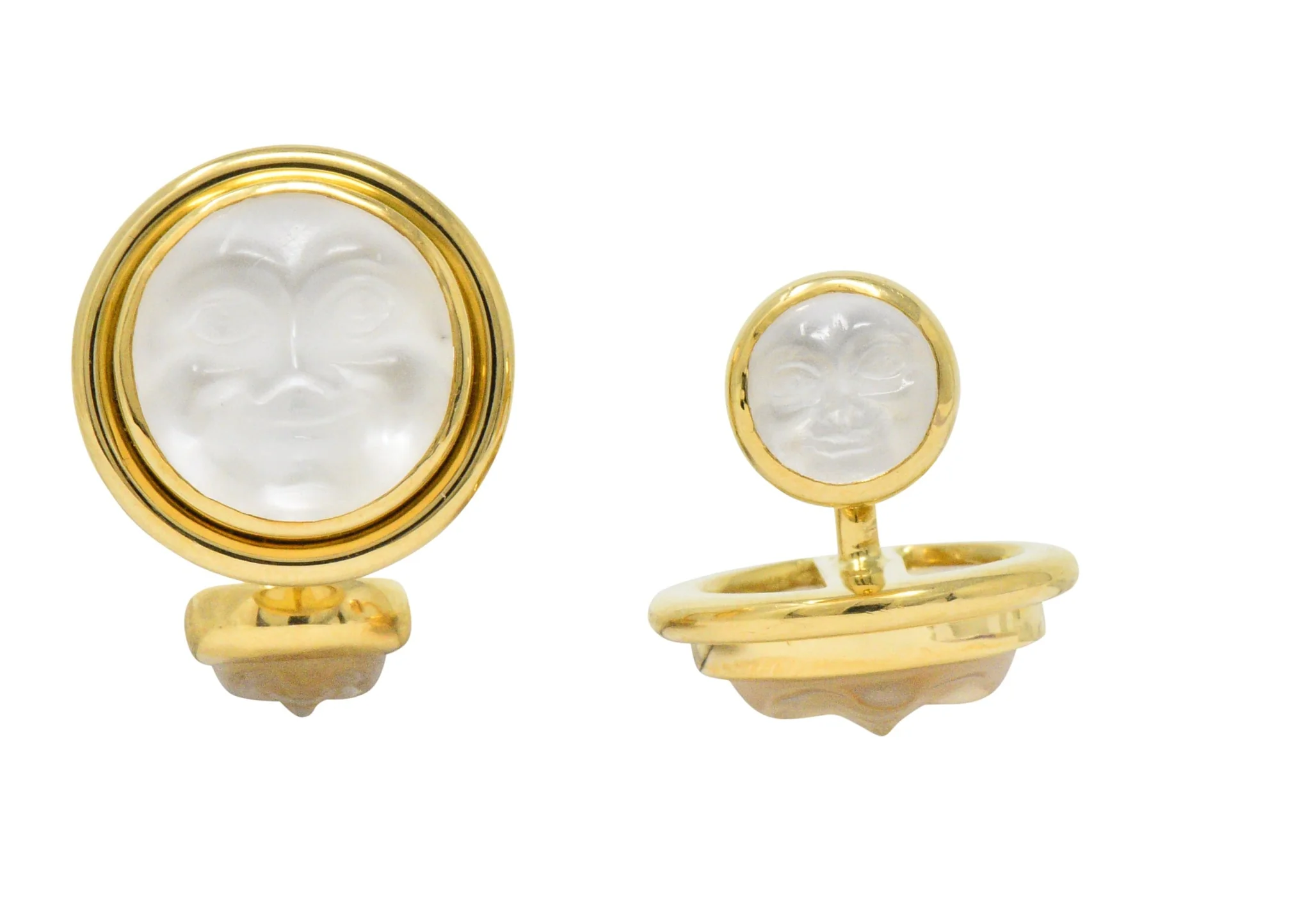 Elizabeth Locke Rock Crystal Mother-Of-Pearl 18 Karat Gold Man-In-The-Moon Cufflinks - Image 3