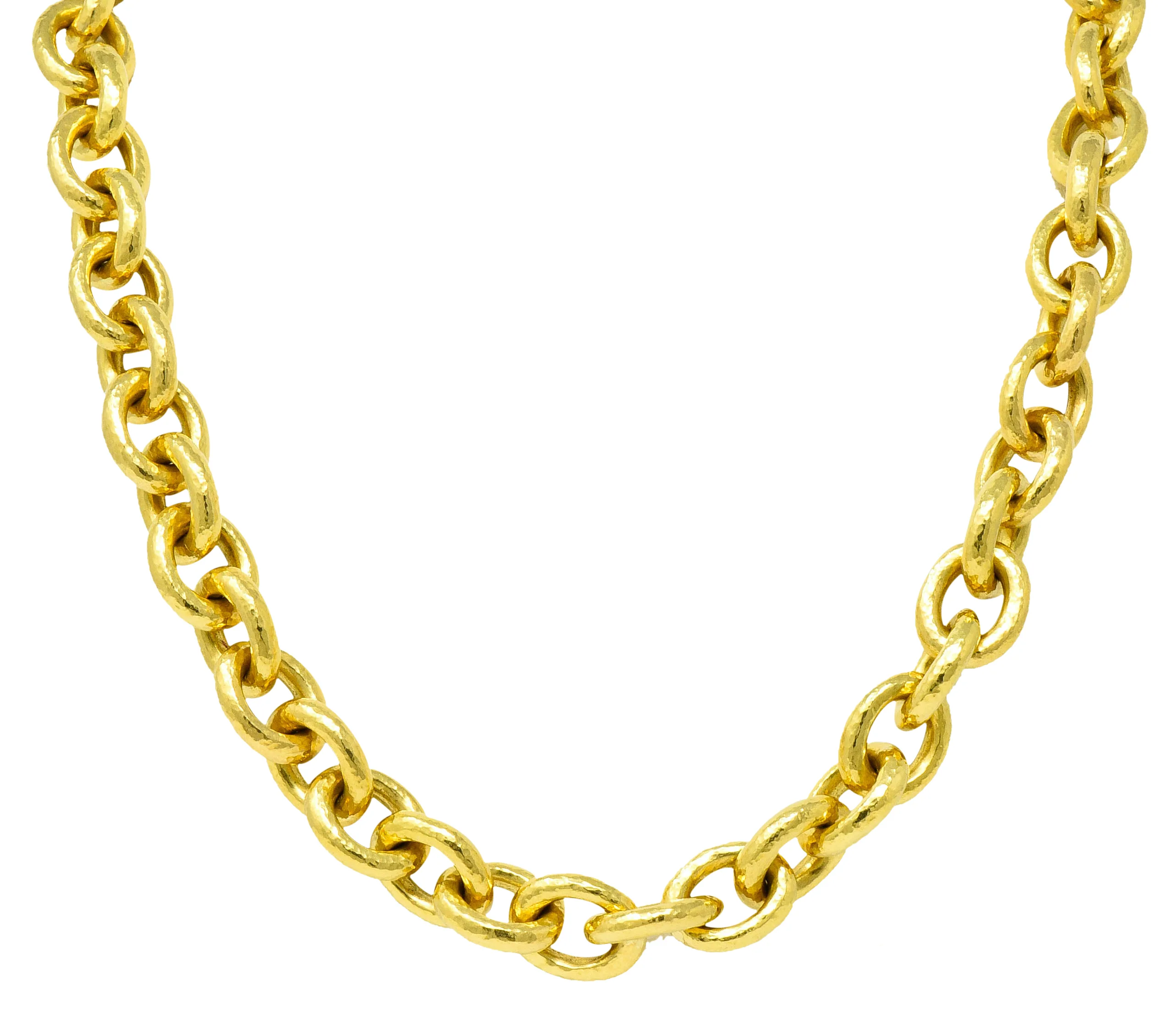 Elizabeth Locke Ruby 19 Karat Gold Hammered Curb Link Chain Collar Necklace