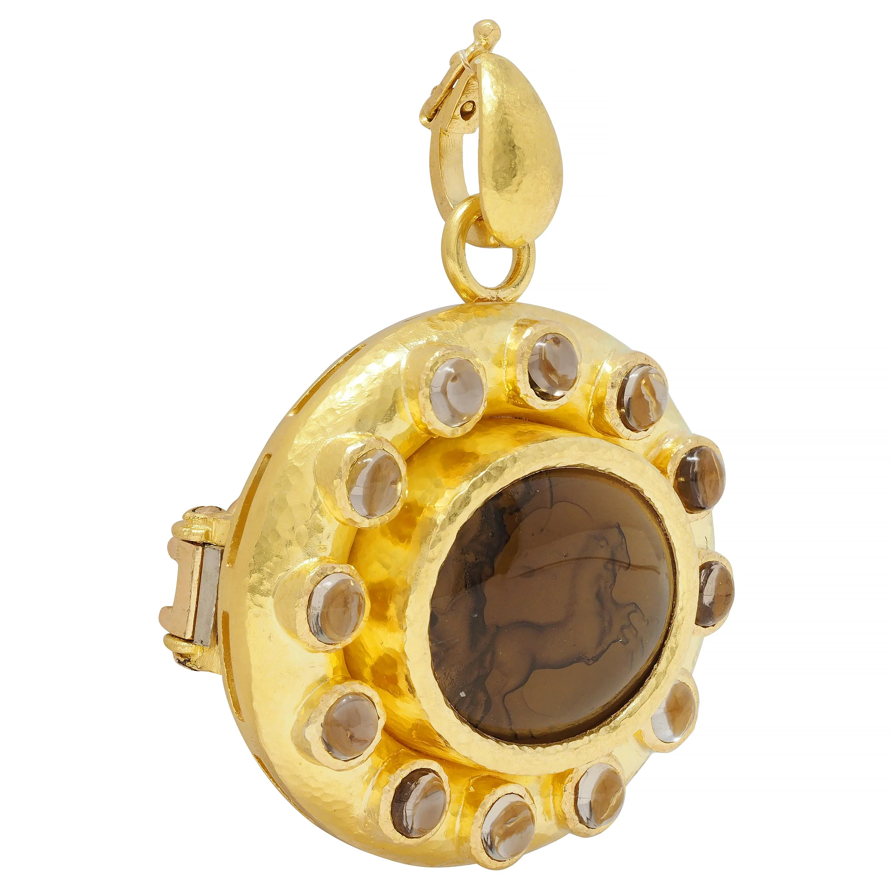 Elizabeth Locke Smoky Quartz Venetian Glass Mother-Of-Pearl 19 Karat Pendant - Image 2